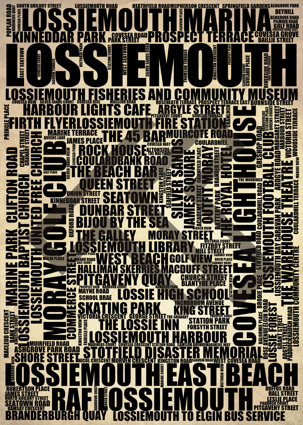 Lossiemouth - Premium Typographic Word Cloud Prints, Posters & Gifts