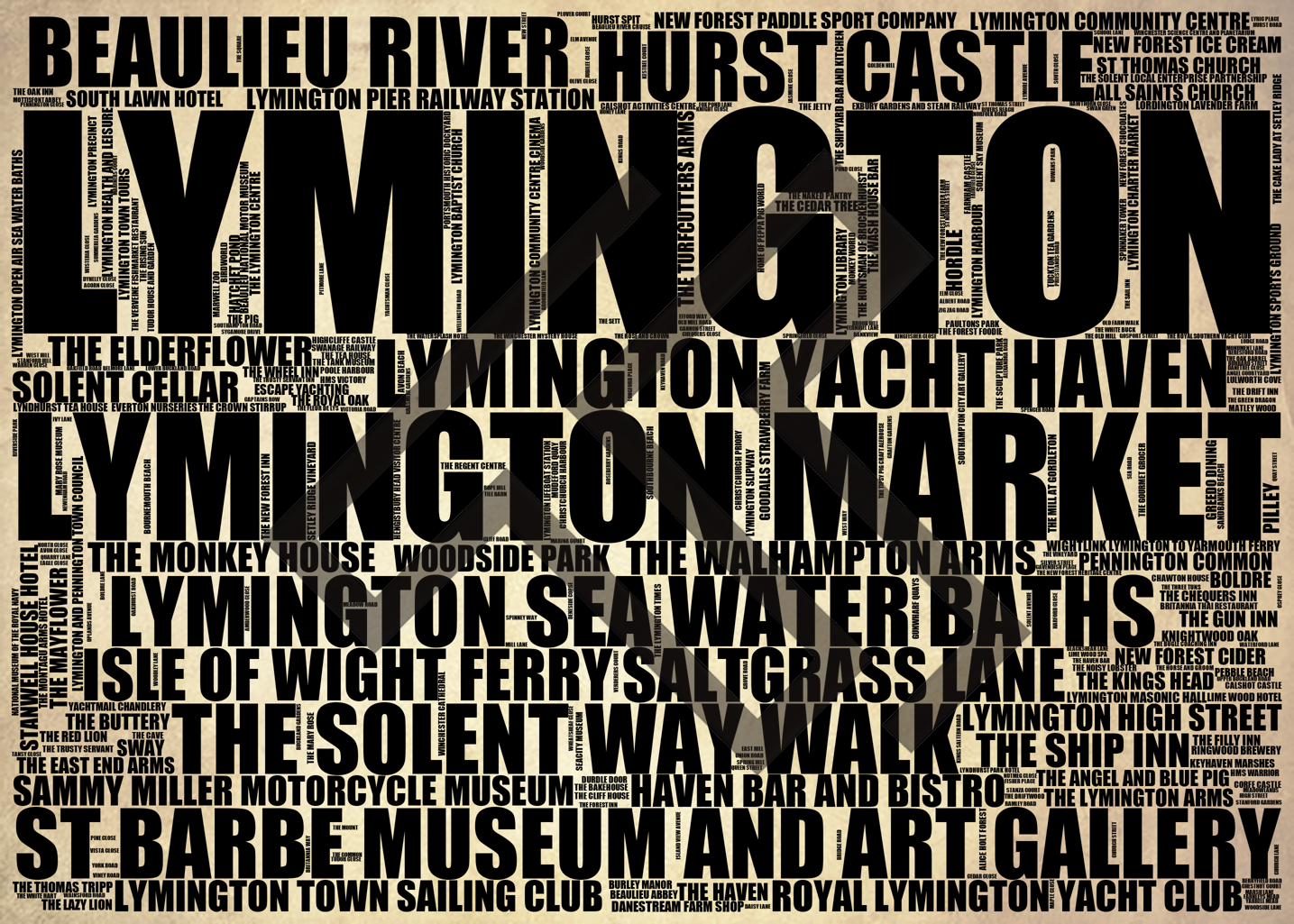 Lymington - Premium Typographic Word Cloud Prints, Posters & Gifts