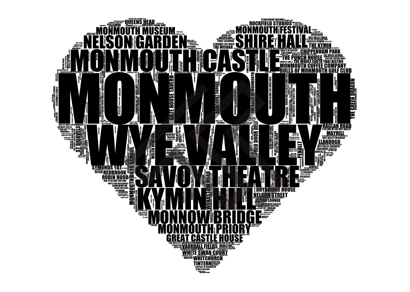 Monmouth - Premium Typographic Word Cloud Prints, Posters & Gifts