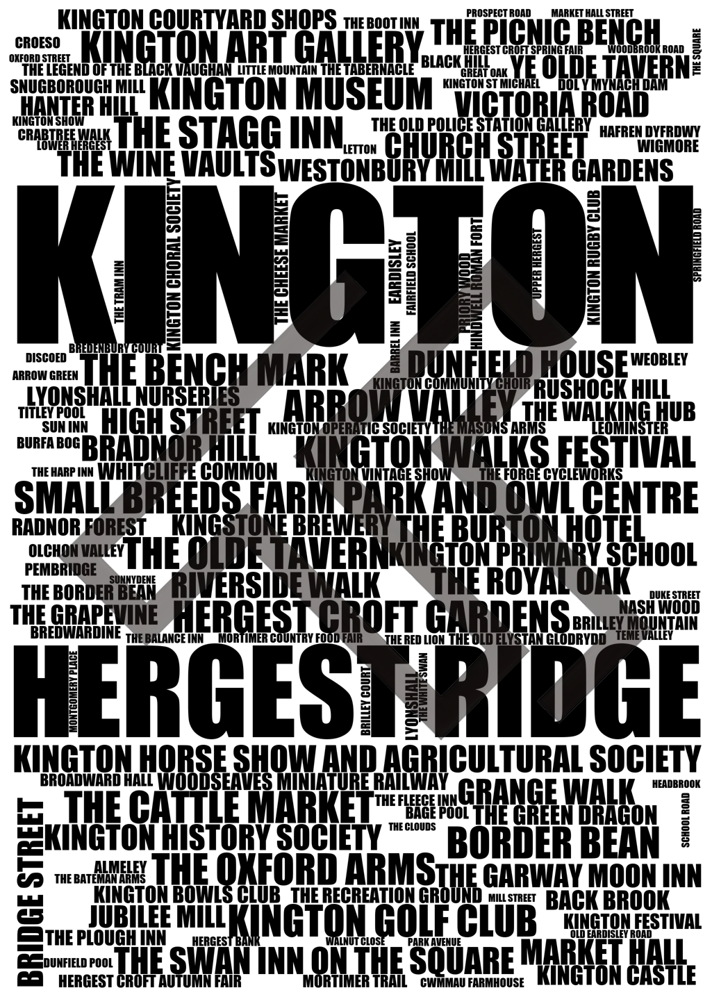 Kington - Premium Typographic Word Cloud Prints, Posters & Gifts