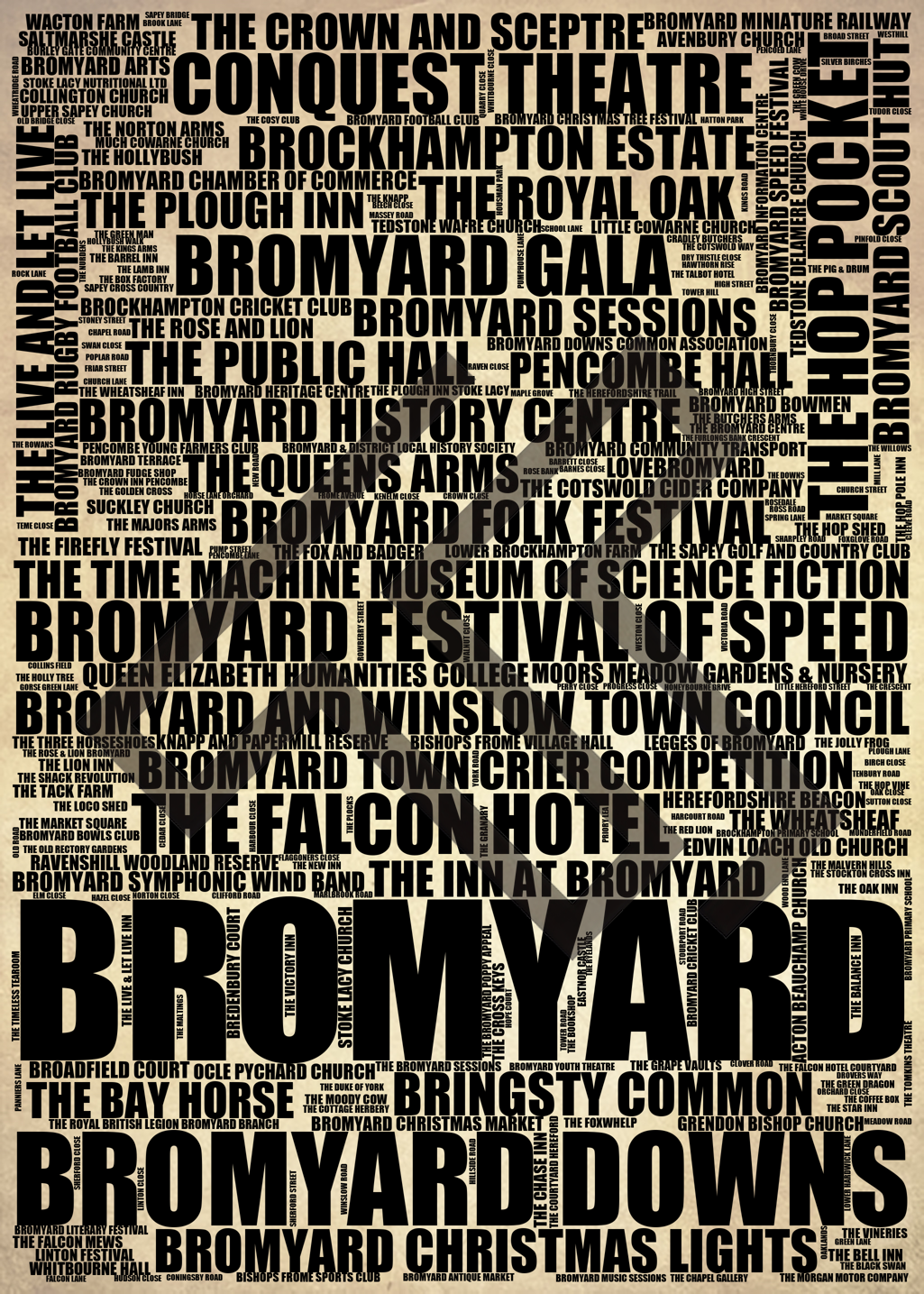 Bromyard - Premium Typographic Word Cloud Prints, Posters & Gifts