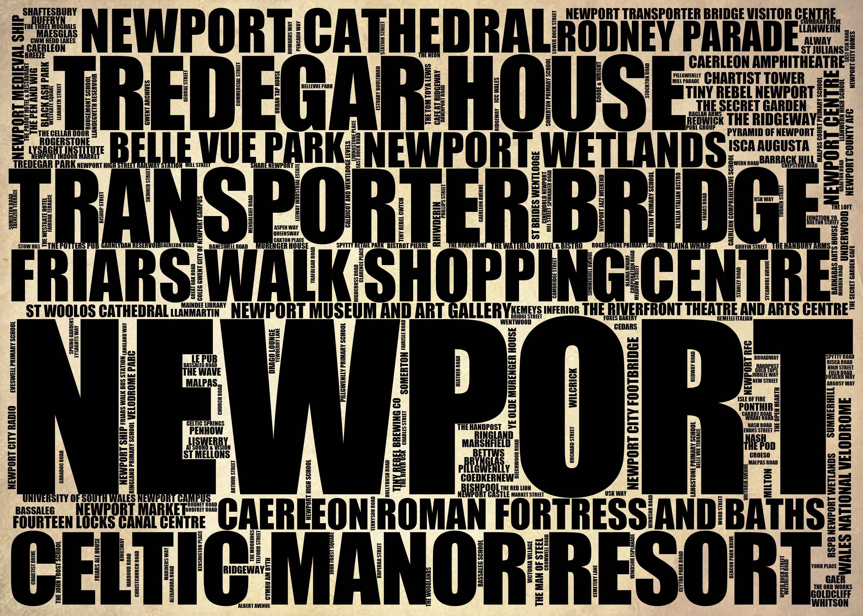 Newport - Premium Typographic Word Cloud Prints, Posters & Gifts