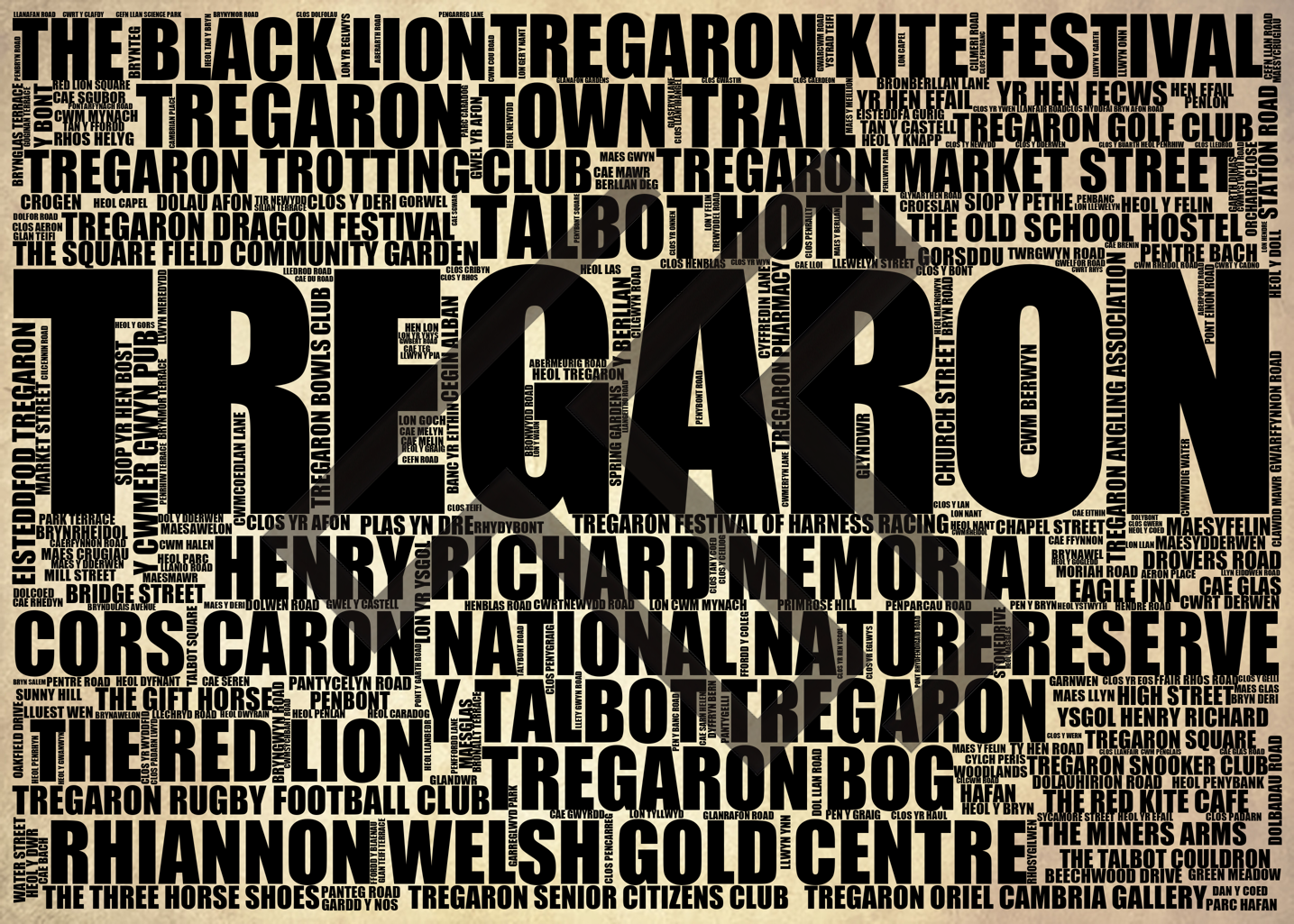 Tregaron - Premium Typographic Word Cloud Prints, Posters & Gifts