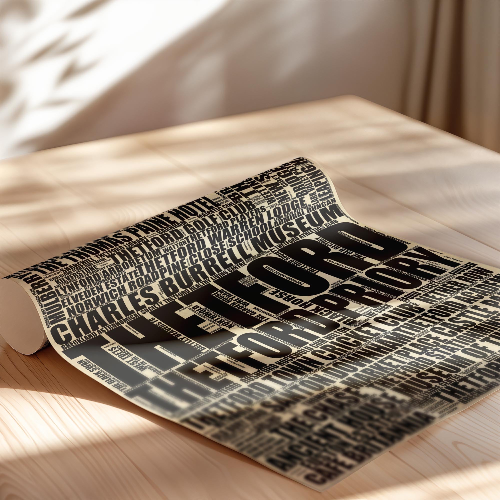 Thetford - Premium Typographic Word Cloud Prints, Posters & Gifts