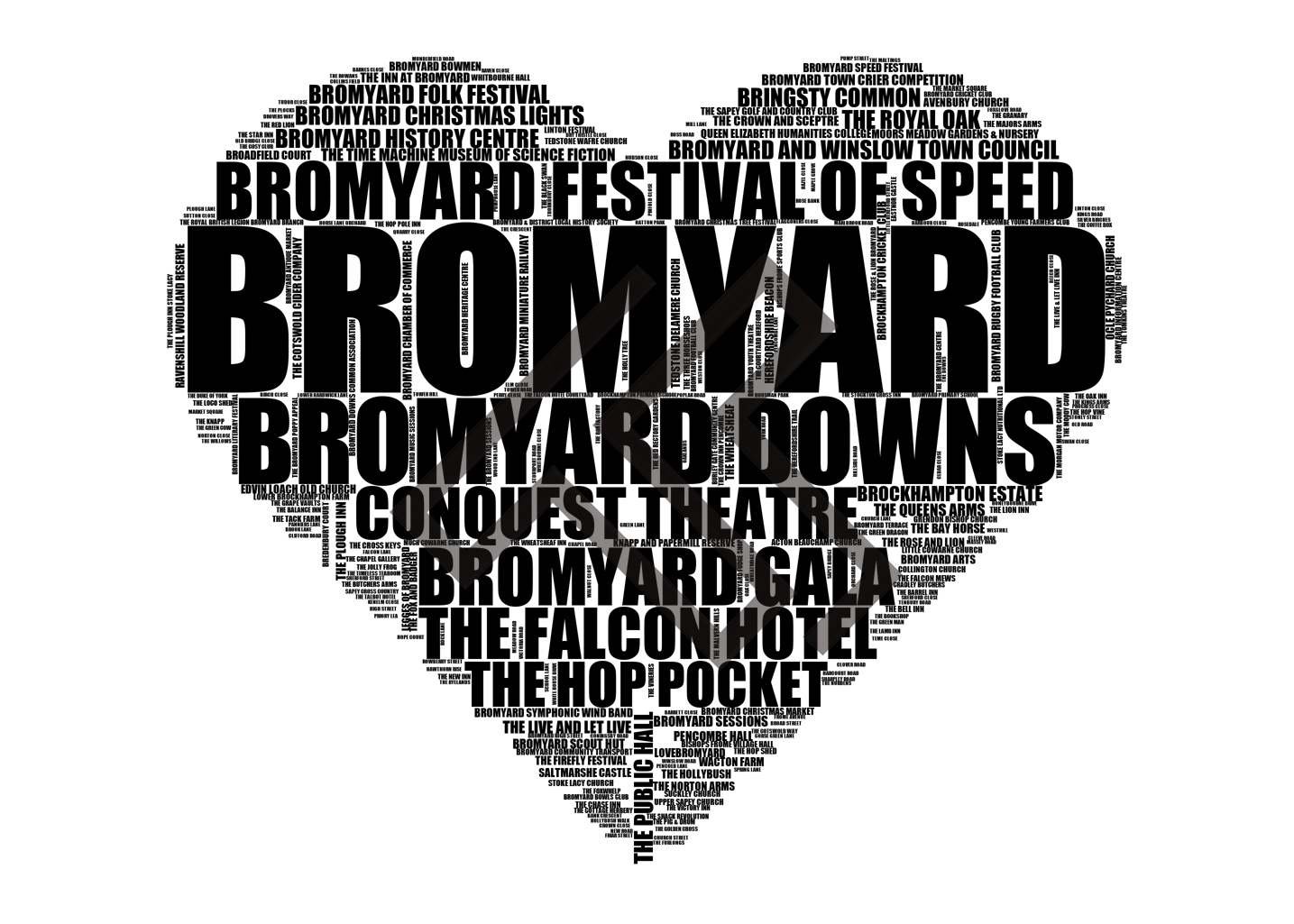 Bromyard - Premium Typographic Word Cloud Prints, Posters & Gifts