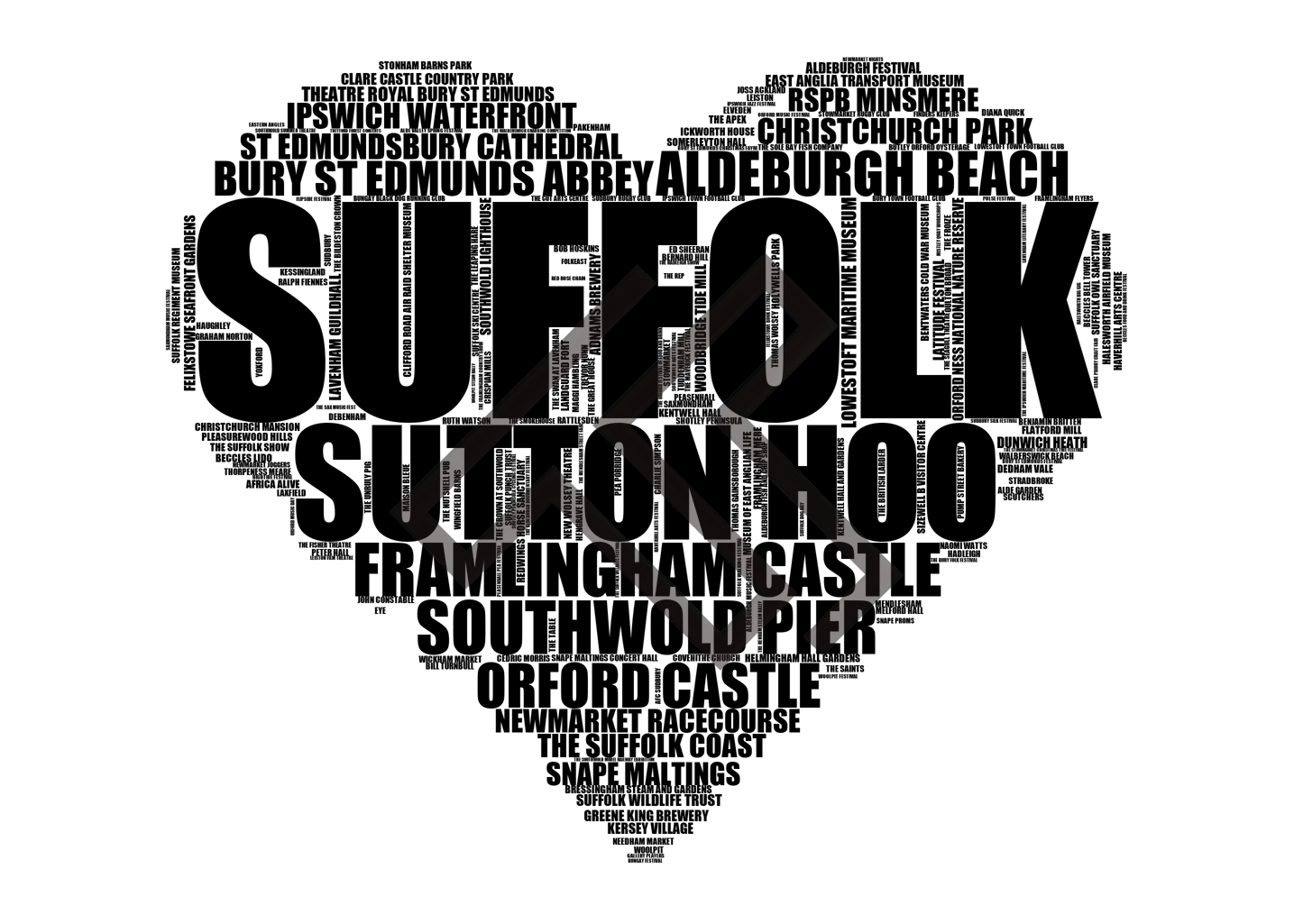 Suffolk - Premium Typographic Word Cloud Prints, Posters & Gifts