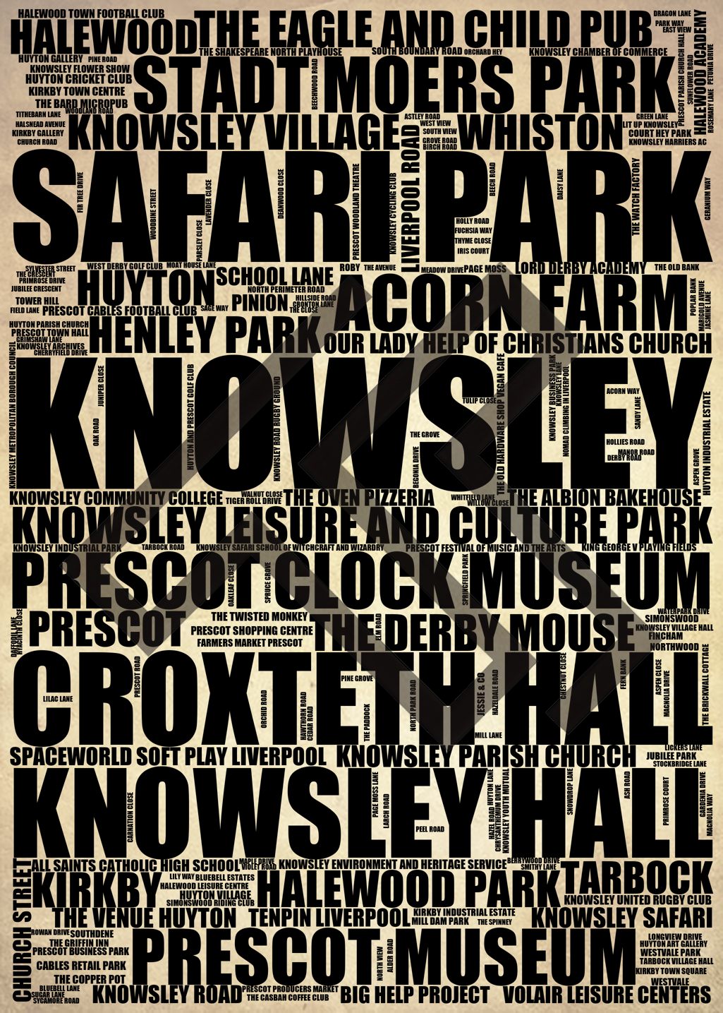 Knowsley - Premium Typographic Word Cloud Prints, Posters & Gifts
