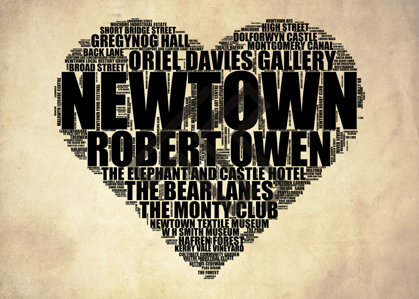 Newtown - Premium Typographic Word Cloud Prints, Posters & Gifts
