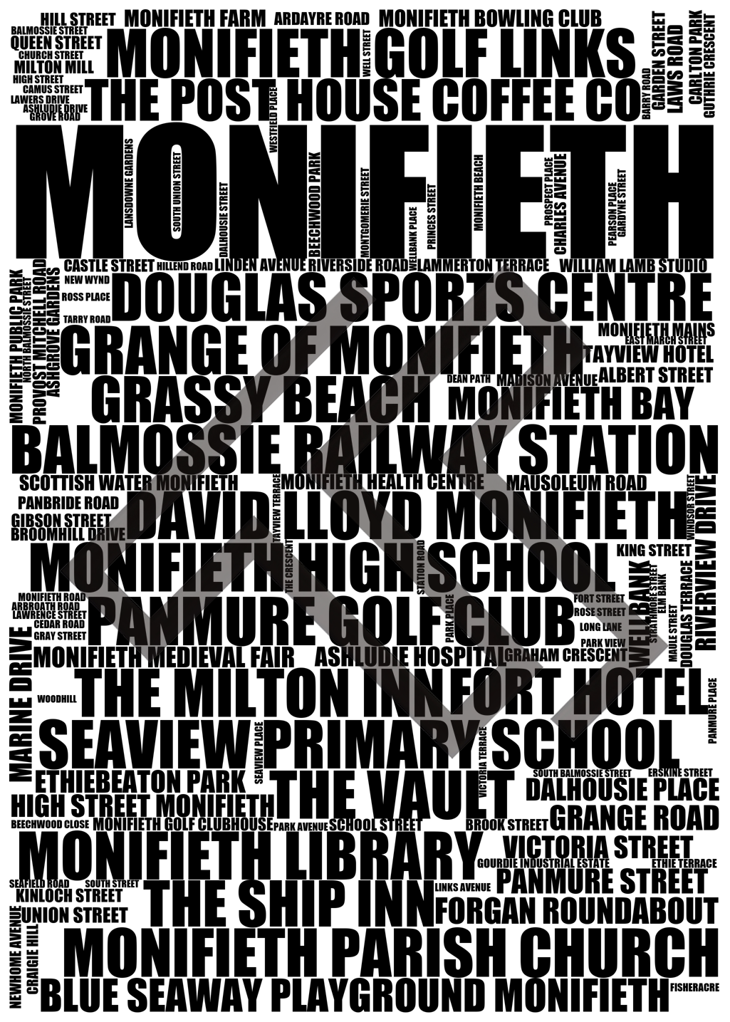 Monifieth - Premium Typographic Word Cloud Prints, Posters & Gifts