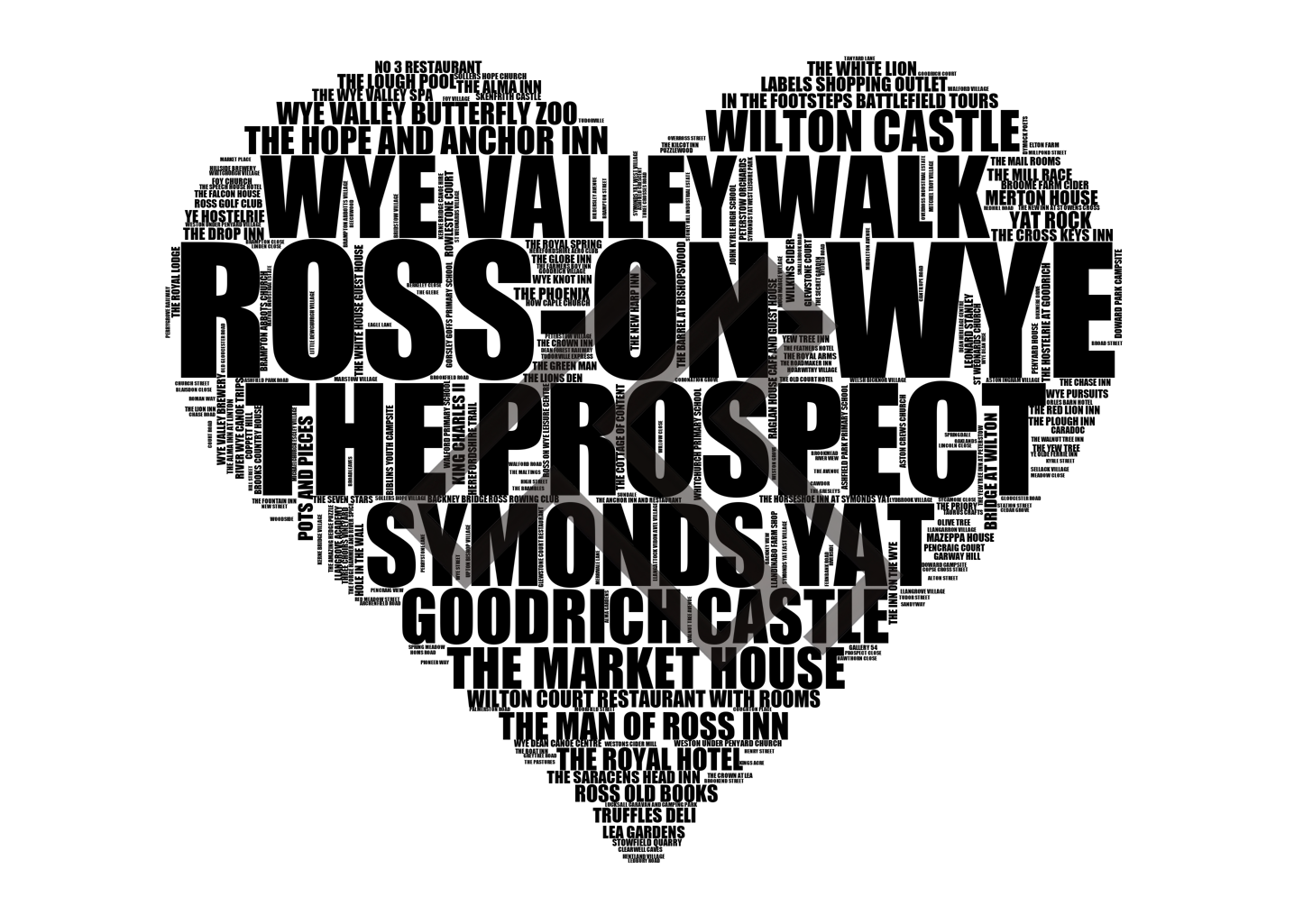 Ross-on-Wye - Premium Typographic Word Cloud Prints, Posters & Gifts