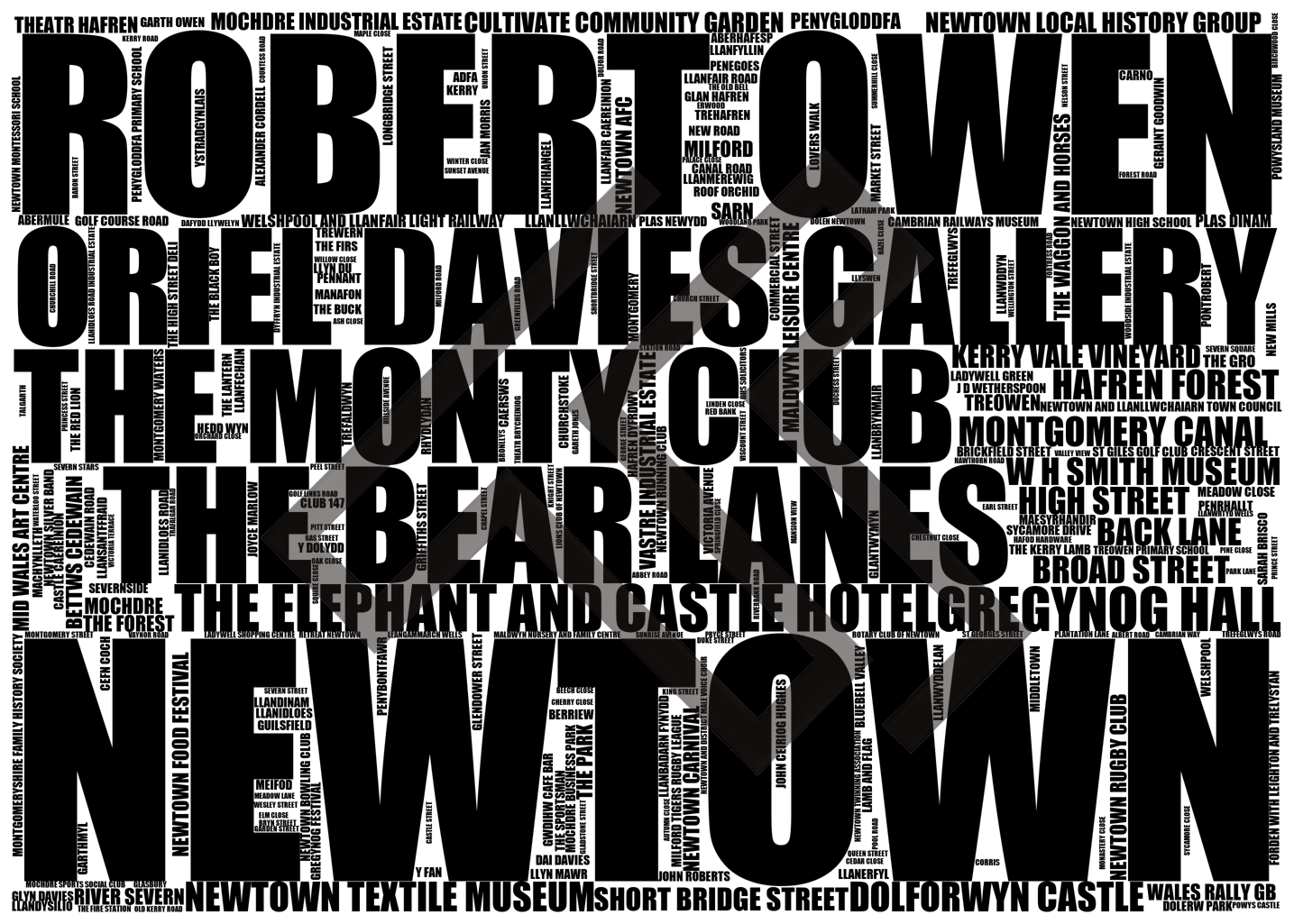 Newtown - Premium Typographic Word Cloud Prints, Posters & Gifts