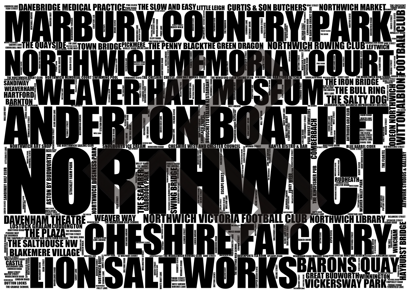 Northwich - Premium Typographic Word Cloud Prints, Posters & Gifts