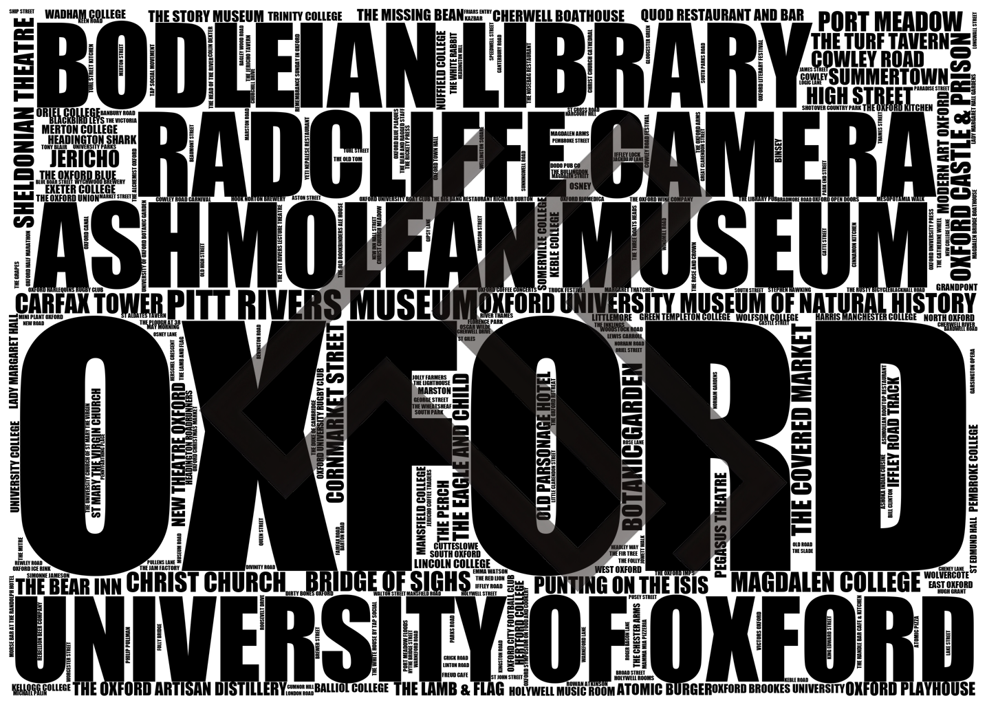 Oxford - Premium Typographic Word Cloud Prints, Posters & Gifts