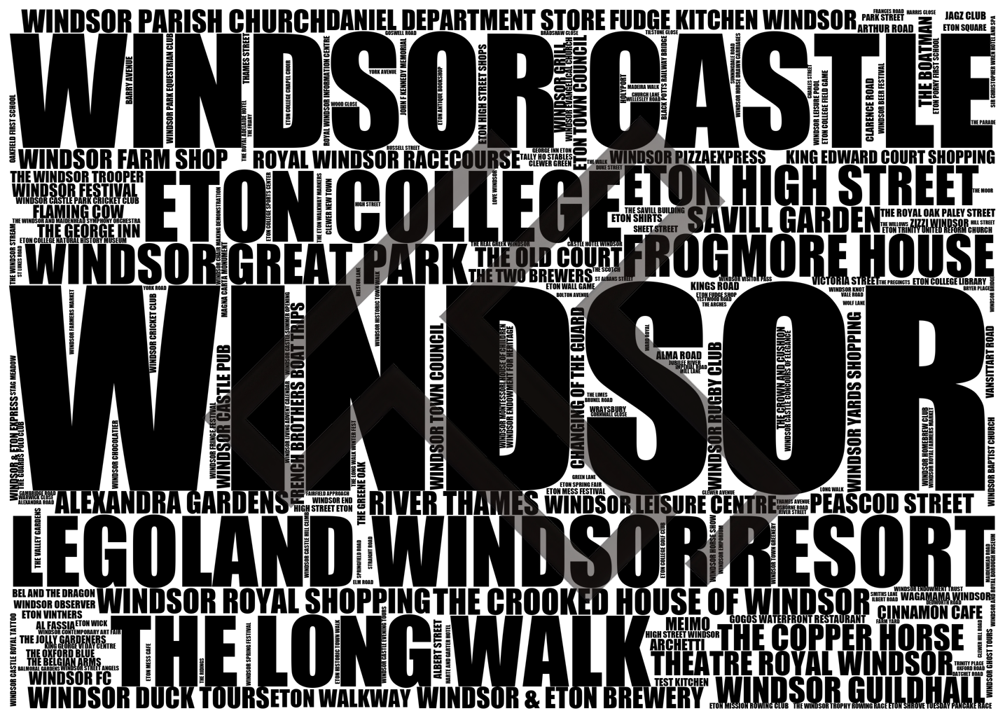 Windsor - Premium Typographic Word Cloud Prints, Posters & Gifts