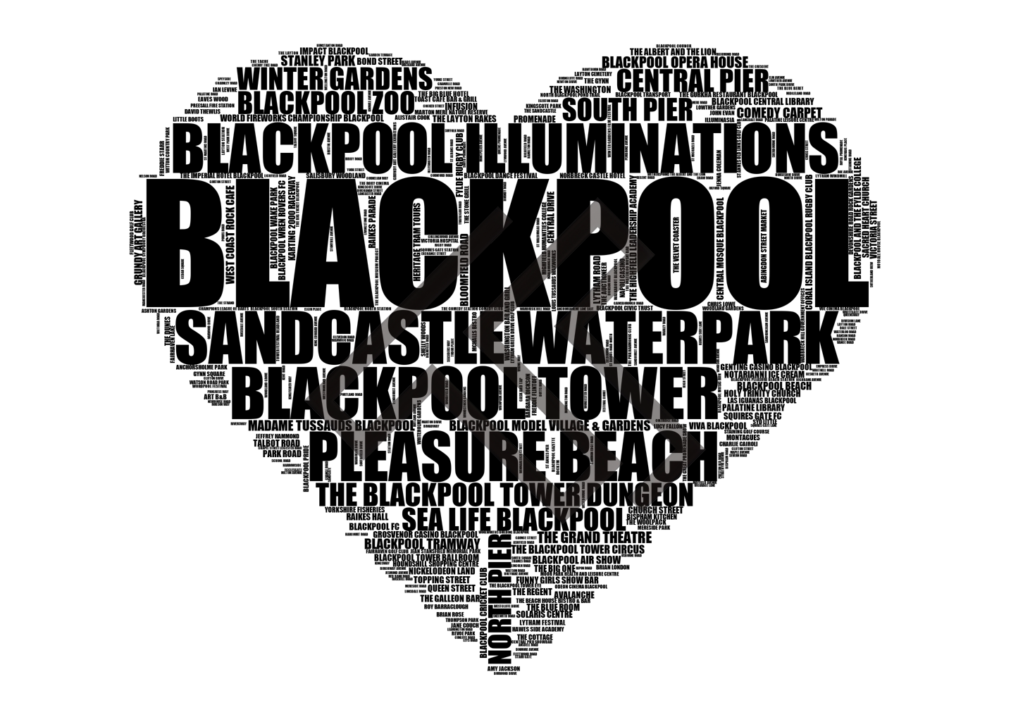 Blackpool - Premium Typographic Word Cloud Prints, Posters & Gifts