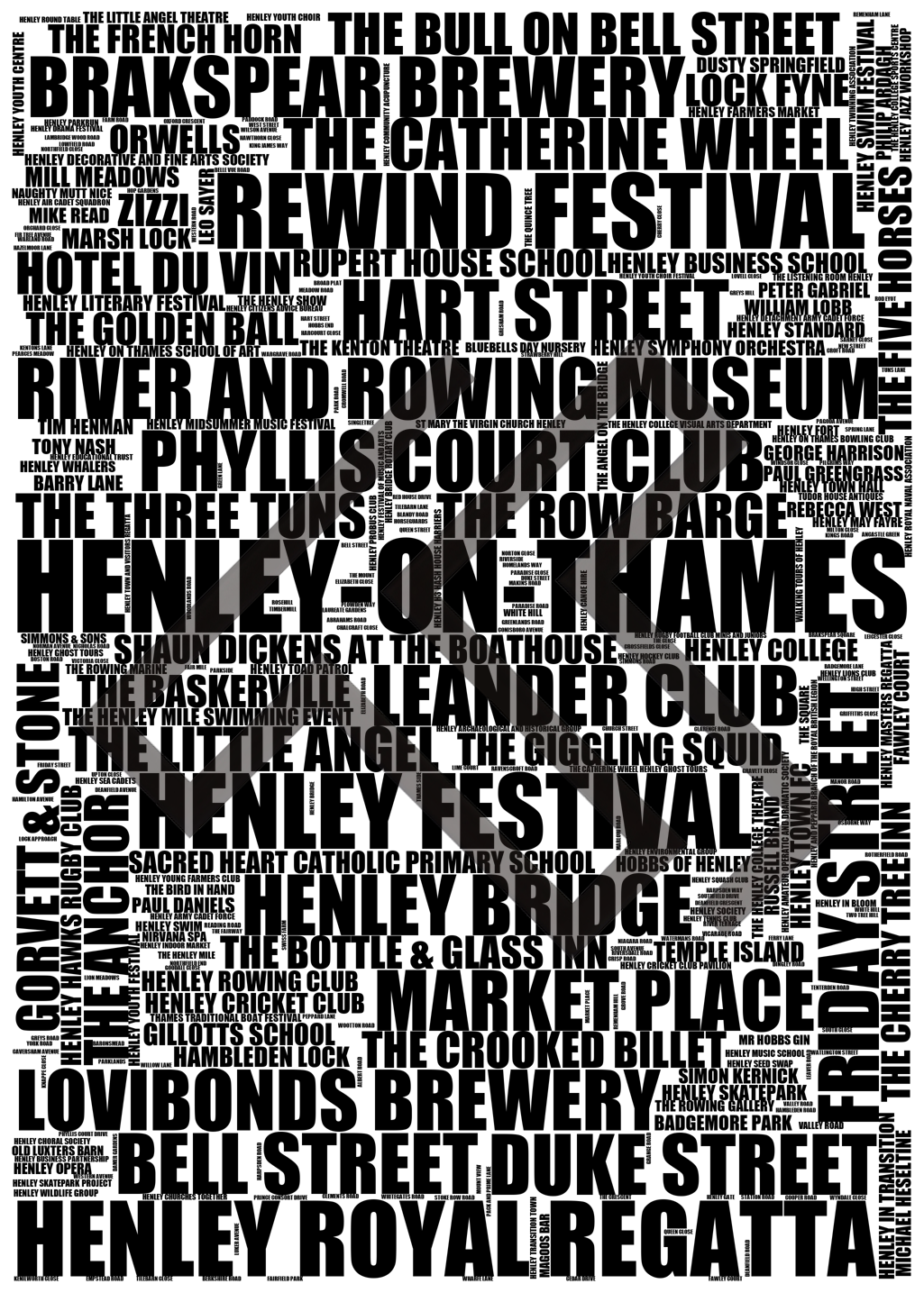 Henley-on-Thames - Premium Typographic Word Cloud Prints, Posters & Gifts