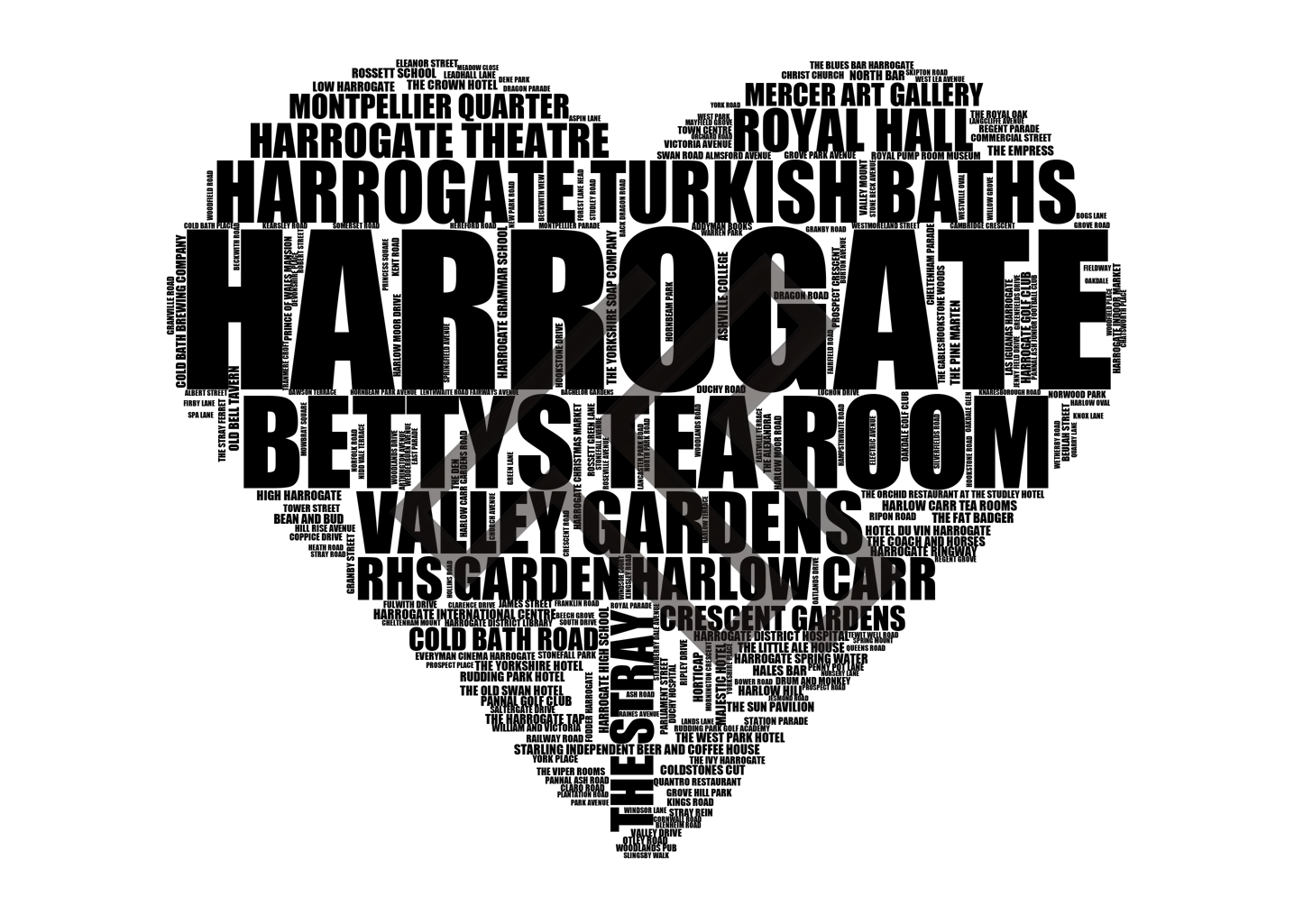 Harrogate - Premium Typographic Word Cloud Prints, Posters & Gifts