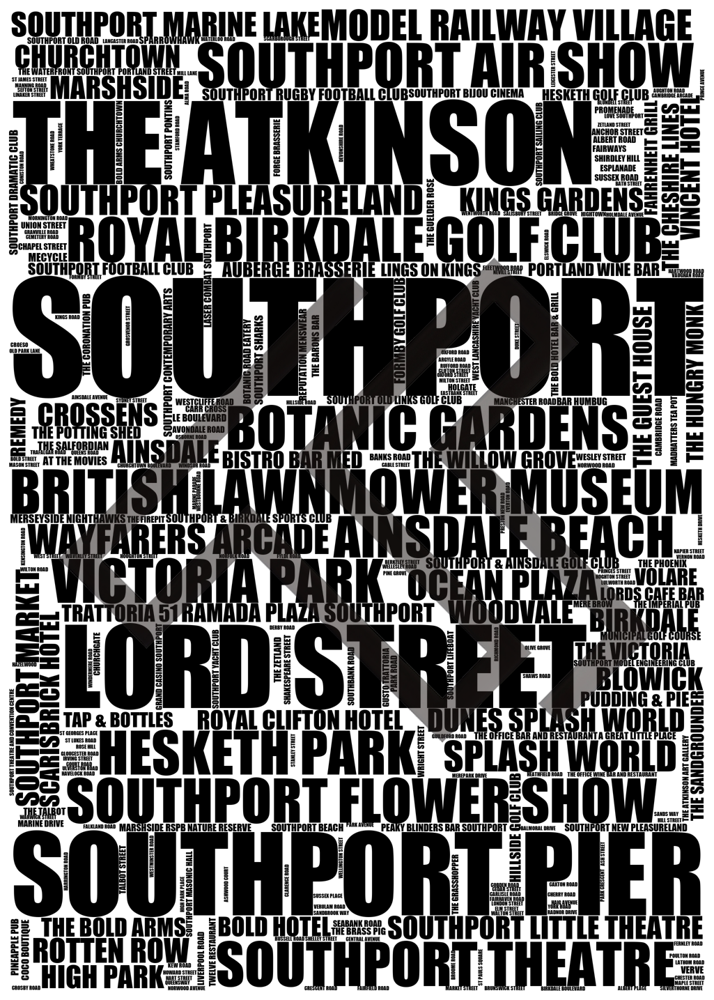 Southport - Premium Typographic Word Cloud Prints, Posters & Gifts