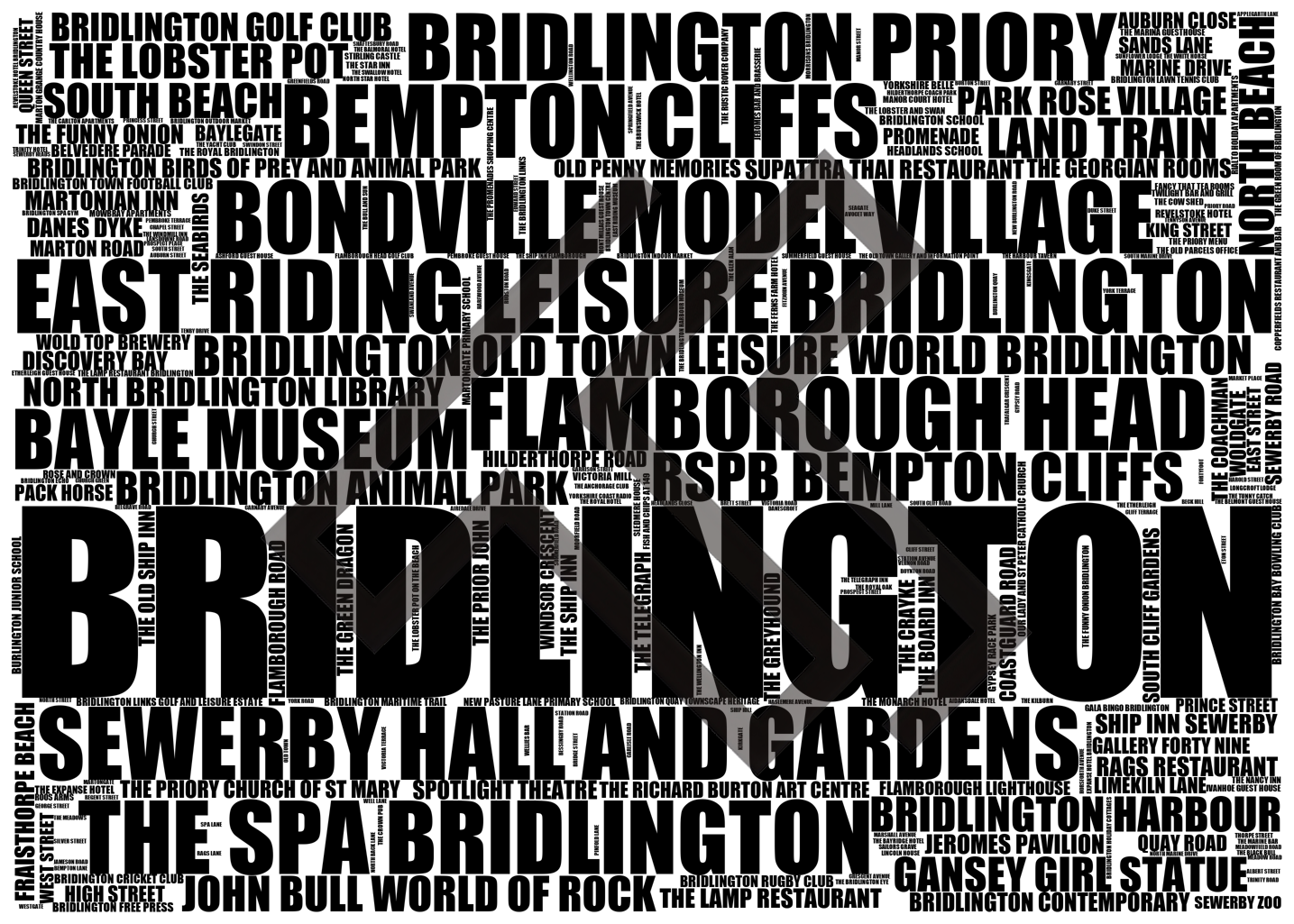 Bridlington - Premium Typographic Word Cloud Prints, Posters & Gifts