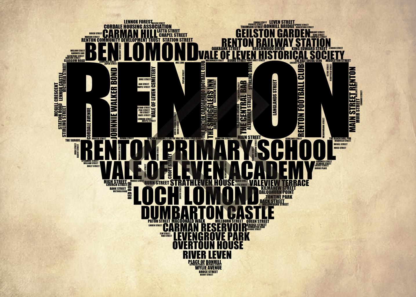 Renton - Premium Typographic Word Cloud Prints, Posters & Gifts