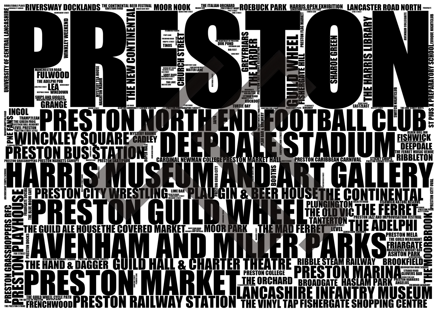 Preston - Premium Typographic Word Cloud Prints, Posters & Gifts