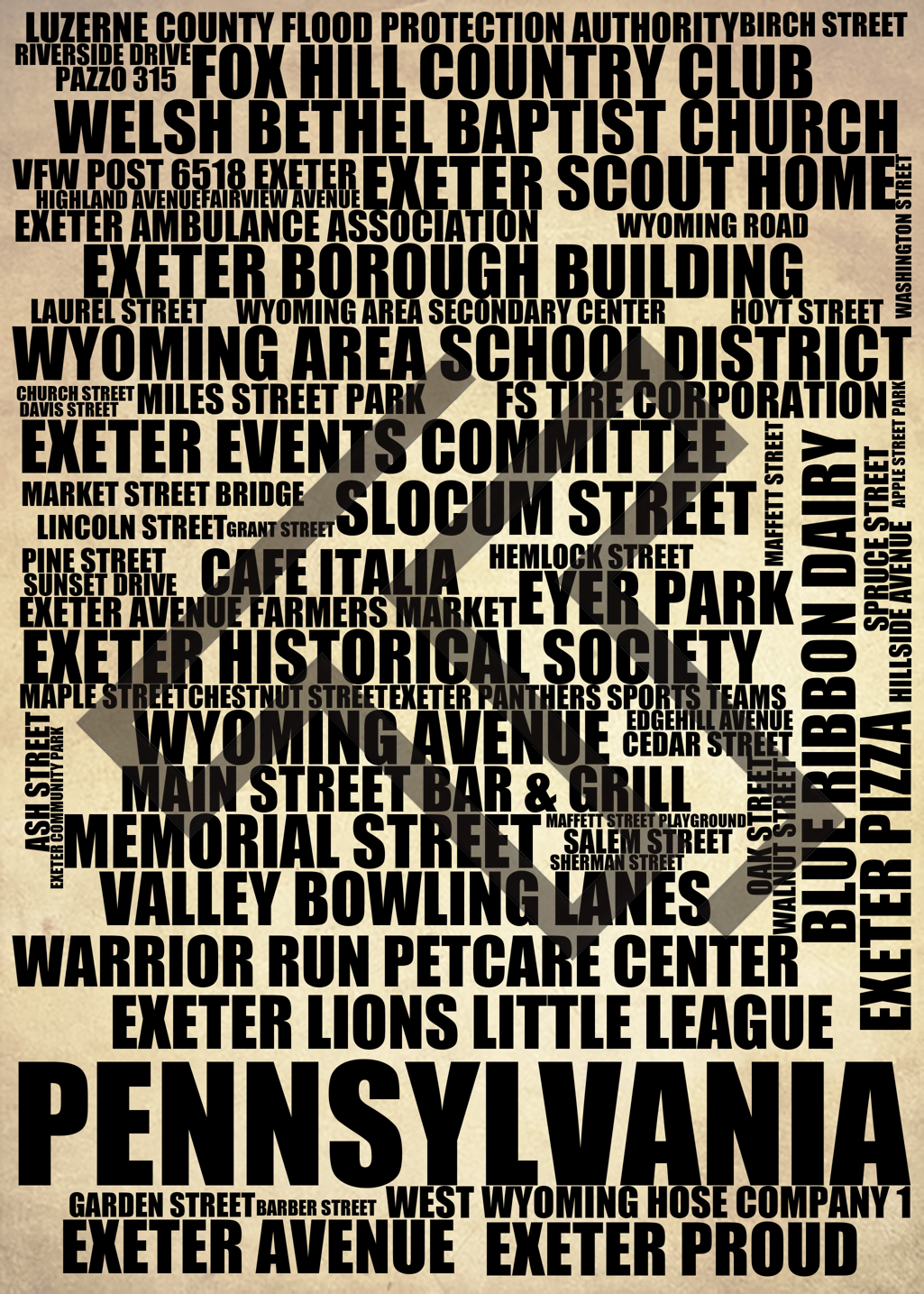 Pennsylvania - Premium Typographic Word Cloud Prints, Posters & Gifts