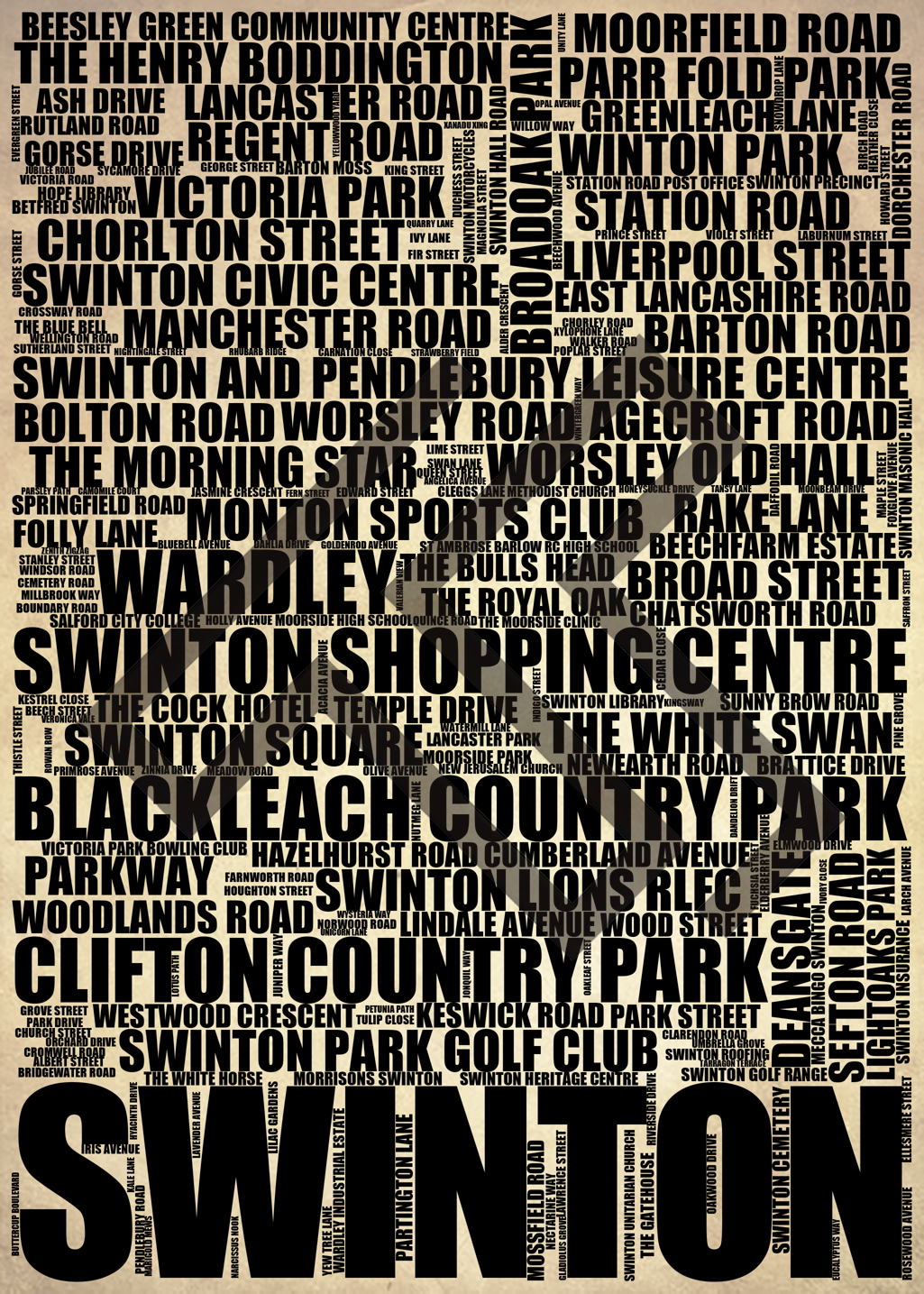 Swinton - Premium Typographic Word Cloud Prints, Posters & Gifts
