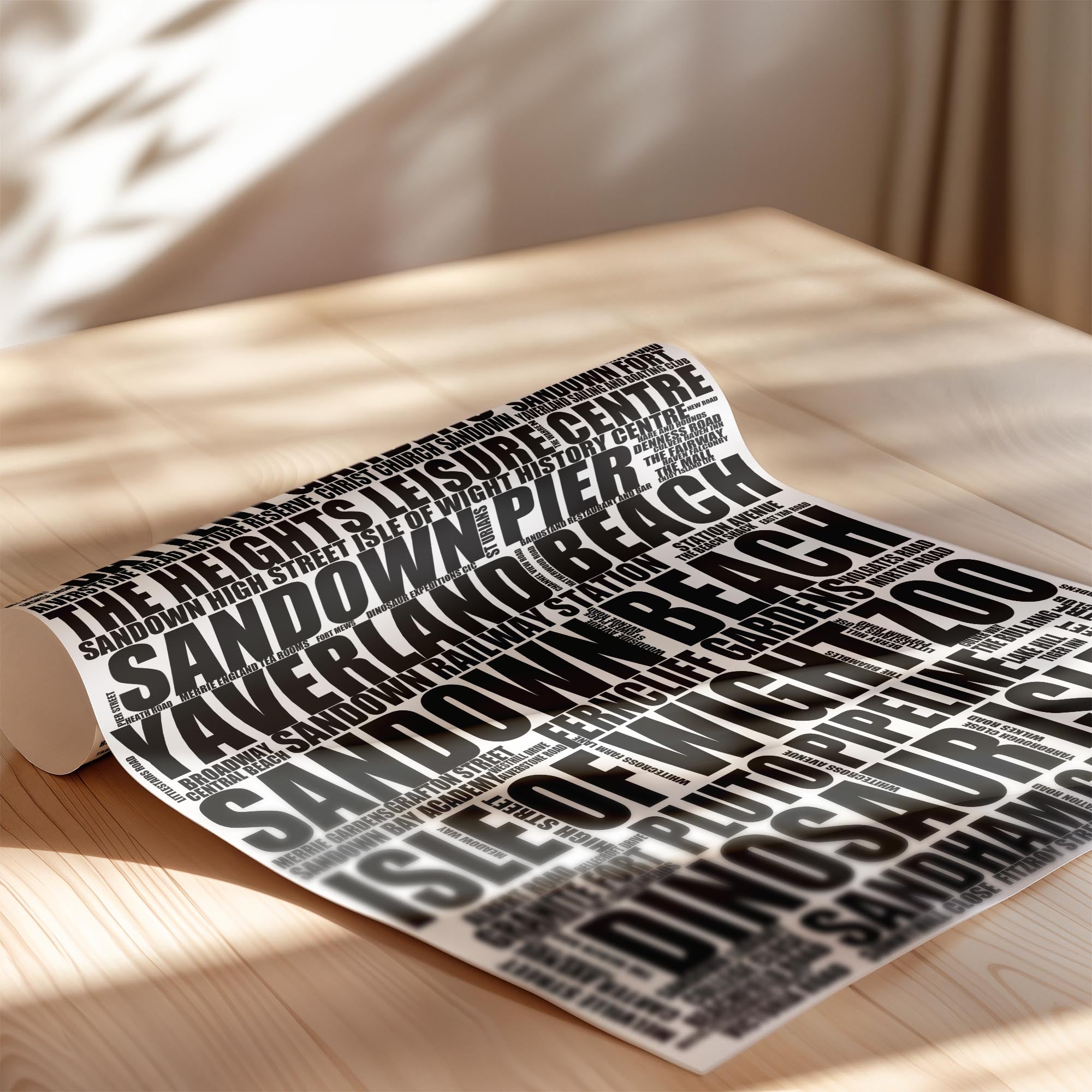 Sandown - Premium Typographic Word Cloud Prints, Posters & Gifts