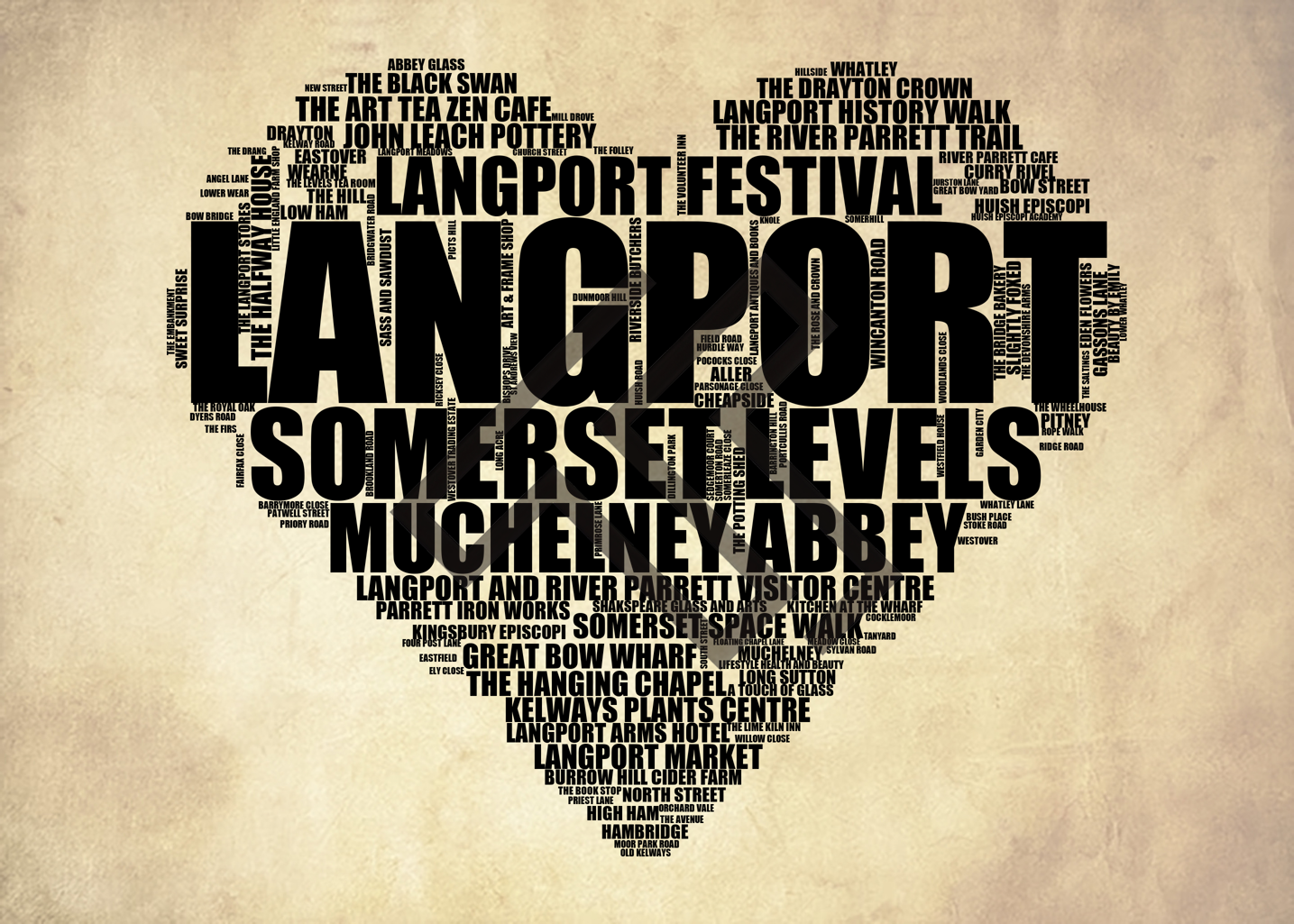 Langport - Premium Typographic Word Cloud Prints, Posters & Gifts