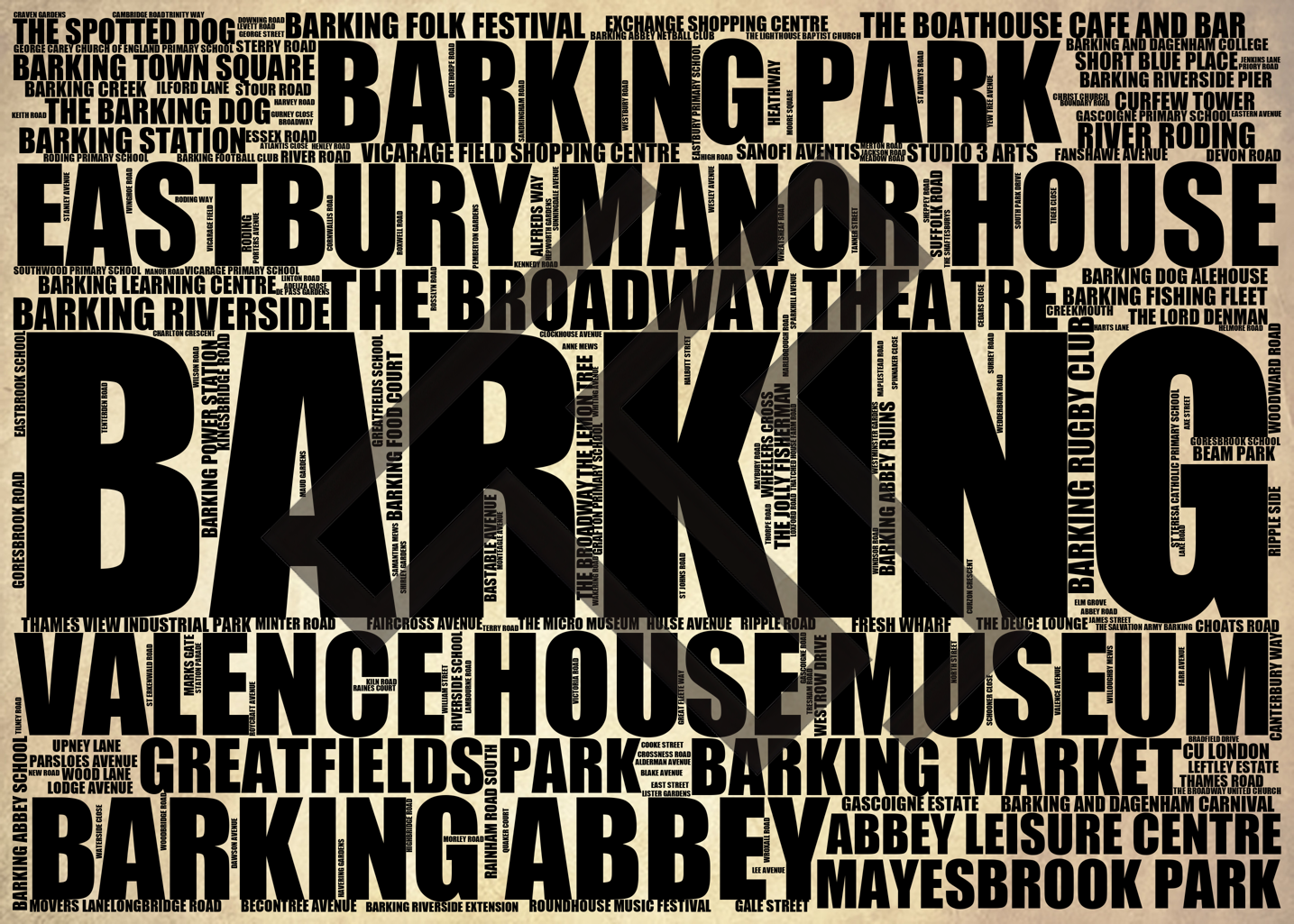 Barking - Premium Typographic Word Cloud Prints, Posters & Gifts