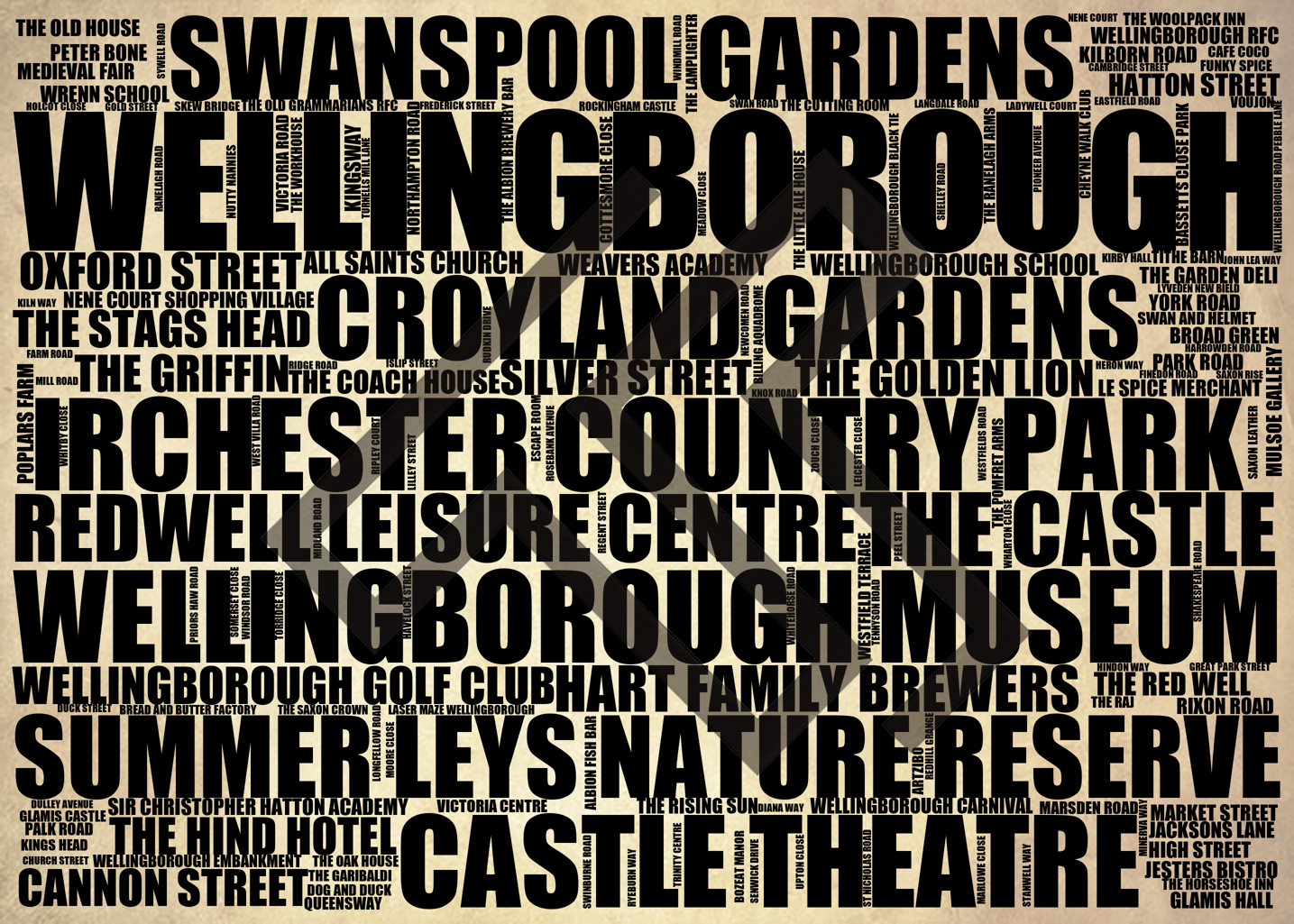 Wellingborough - Premium Typographic Word Cloud Prints, Posters & Gifts