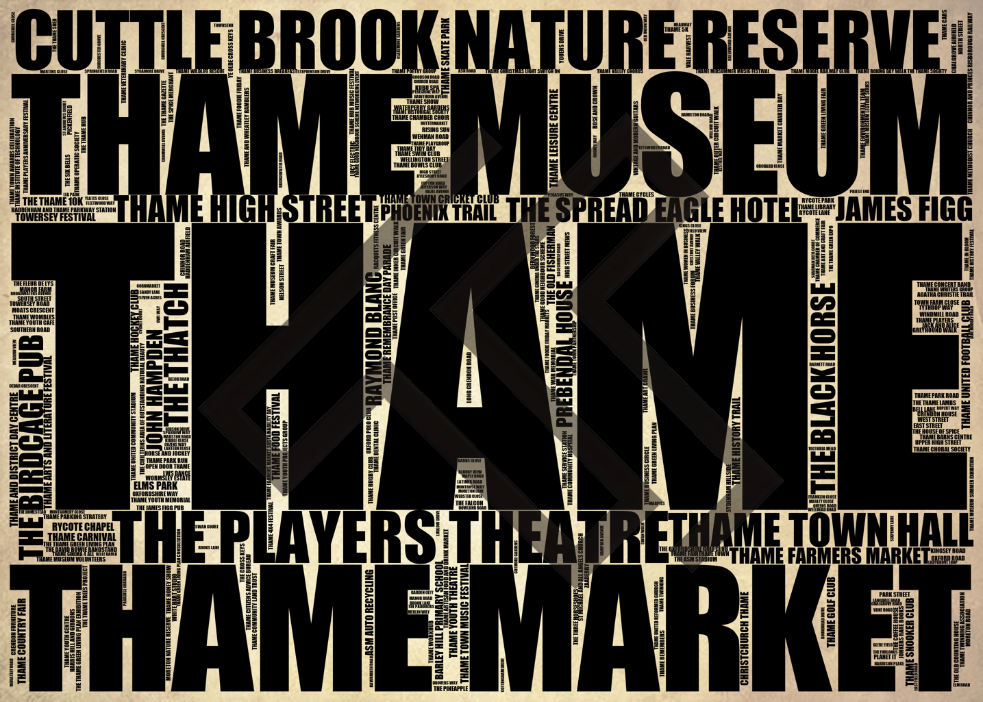 Thame - Premium Typographic Word Cloud Prints, Posters & Gifts