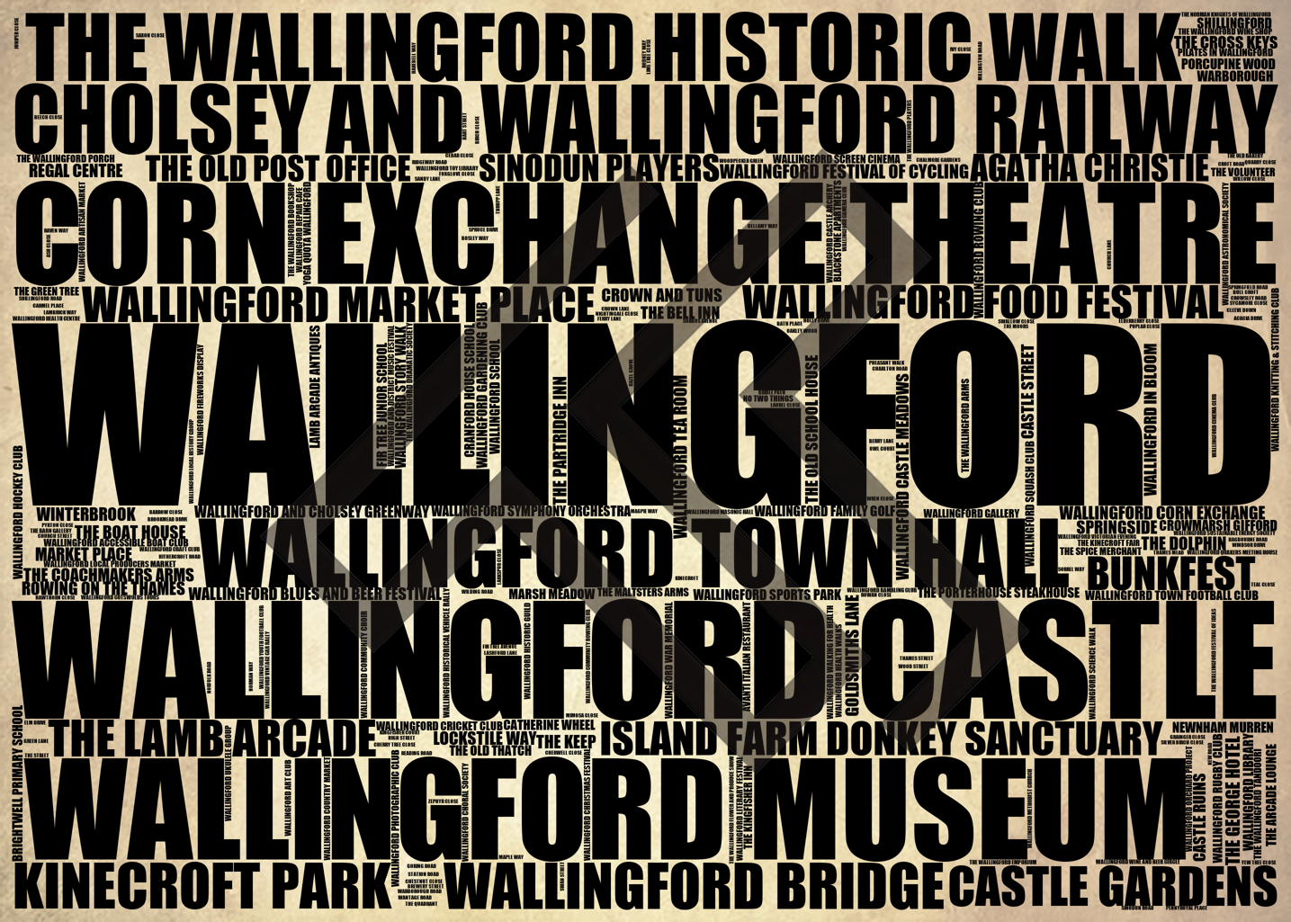 Wallingford - Premium Typographic Word Cloud Prints, Posters & Gifts