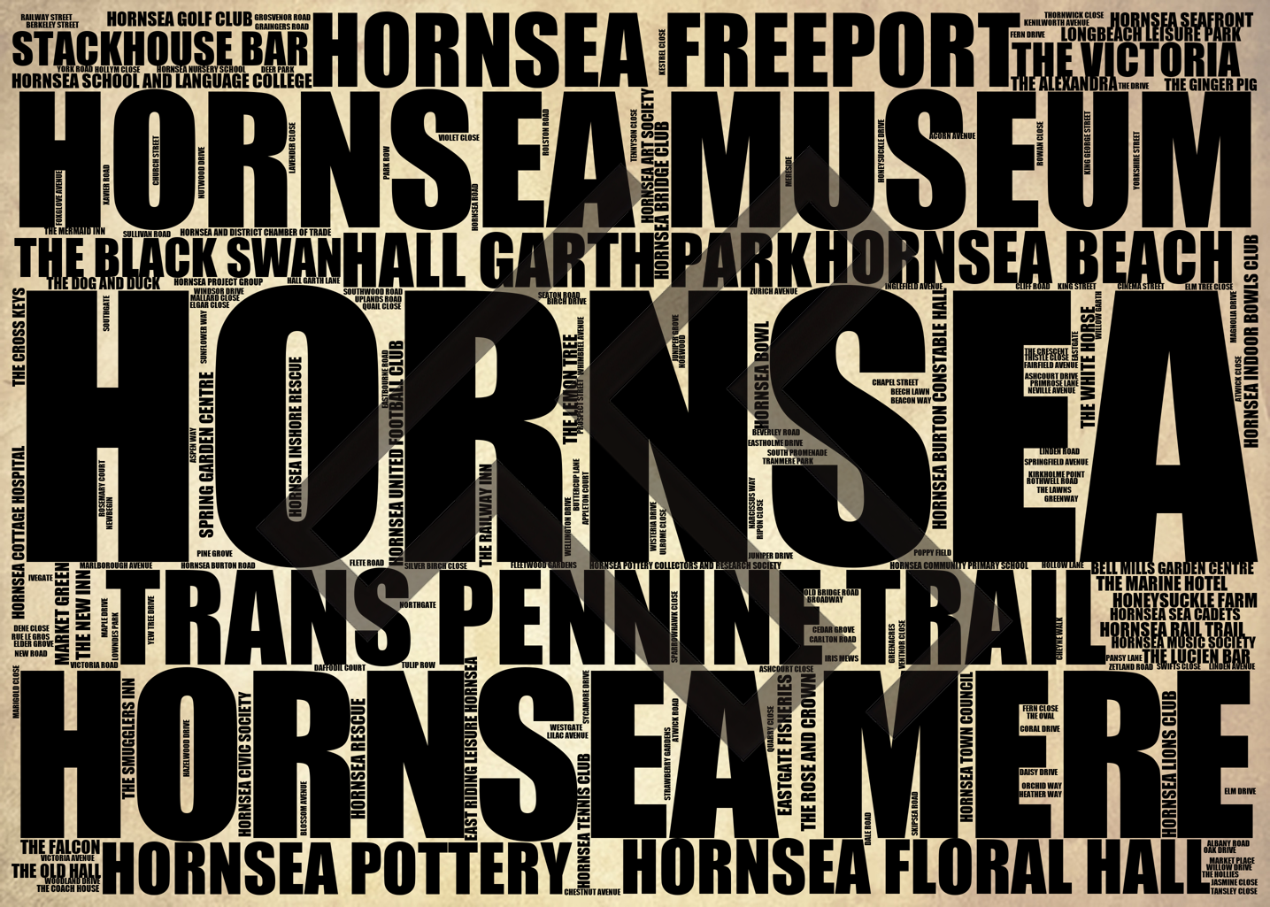 Hornsea - Premium Typographic Word Cloud Prints, Posters & Gifts