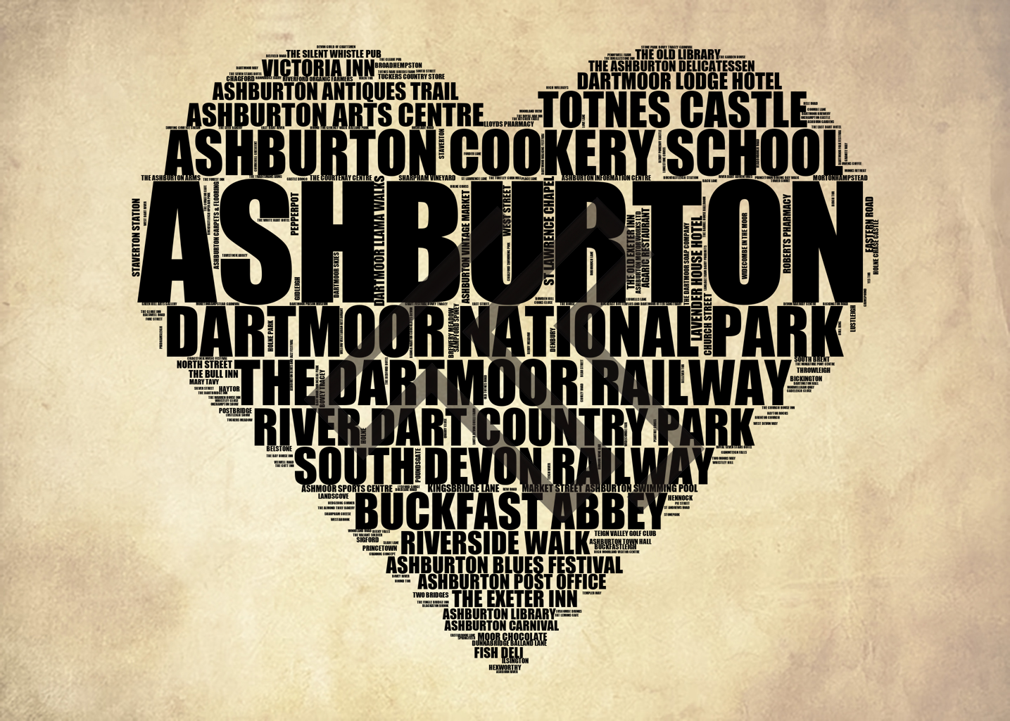 Ashburton - Premium Typographic Word Cloud Prints, Posters & Gifts