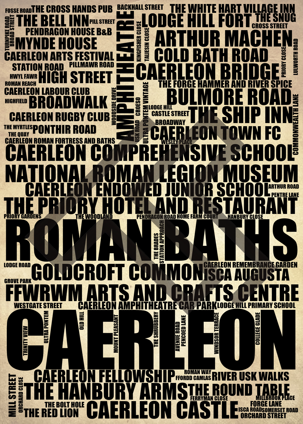 Caerleon - Premium Typographic Word Cloud Prints, Posters & Gifts