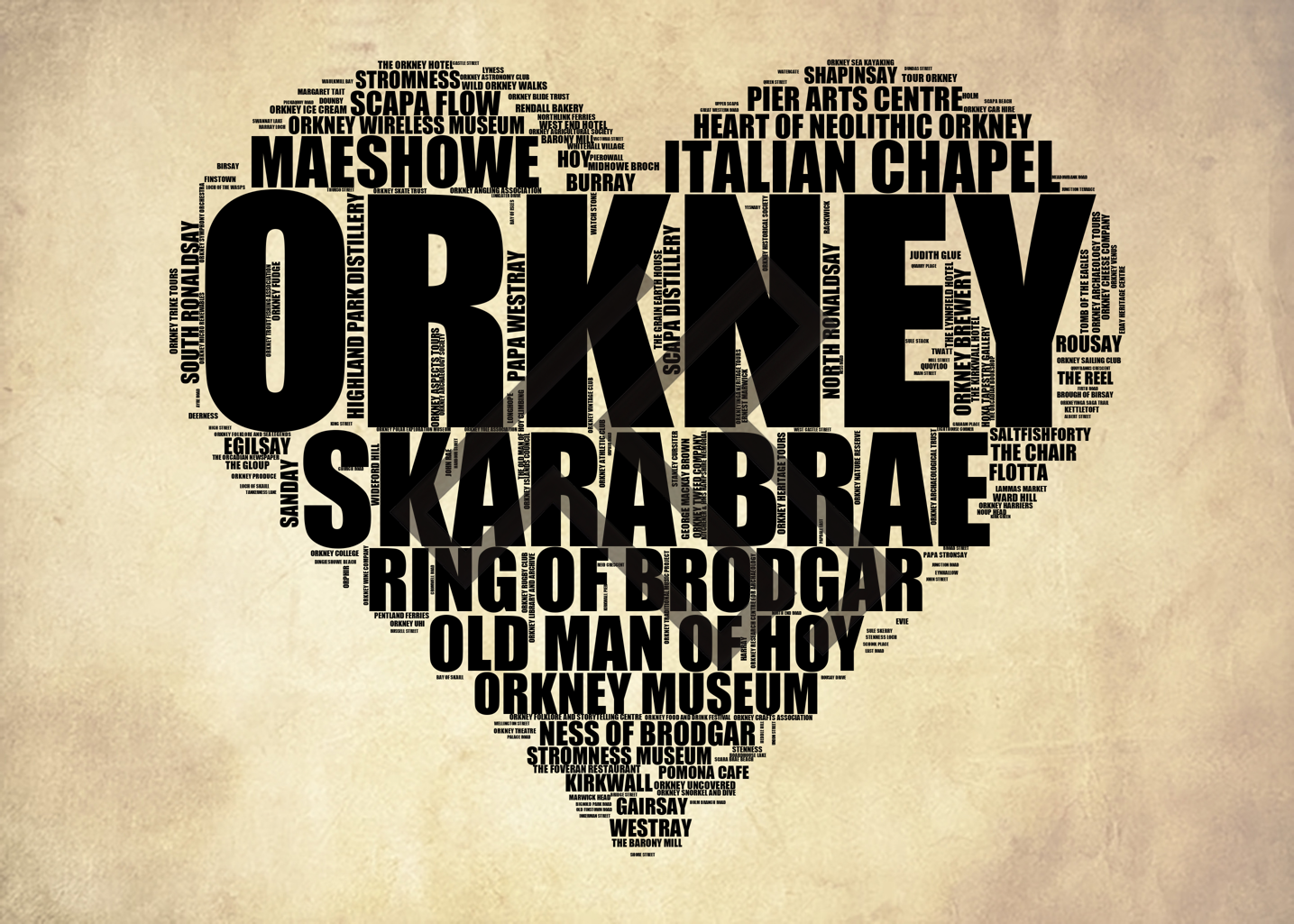 Orkney - Premium Typographic Word Cloud Prints, Posters & Gifts