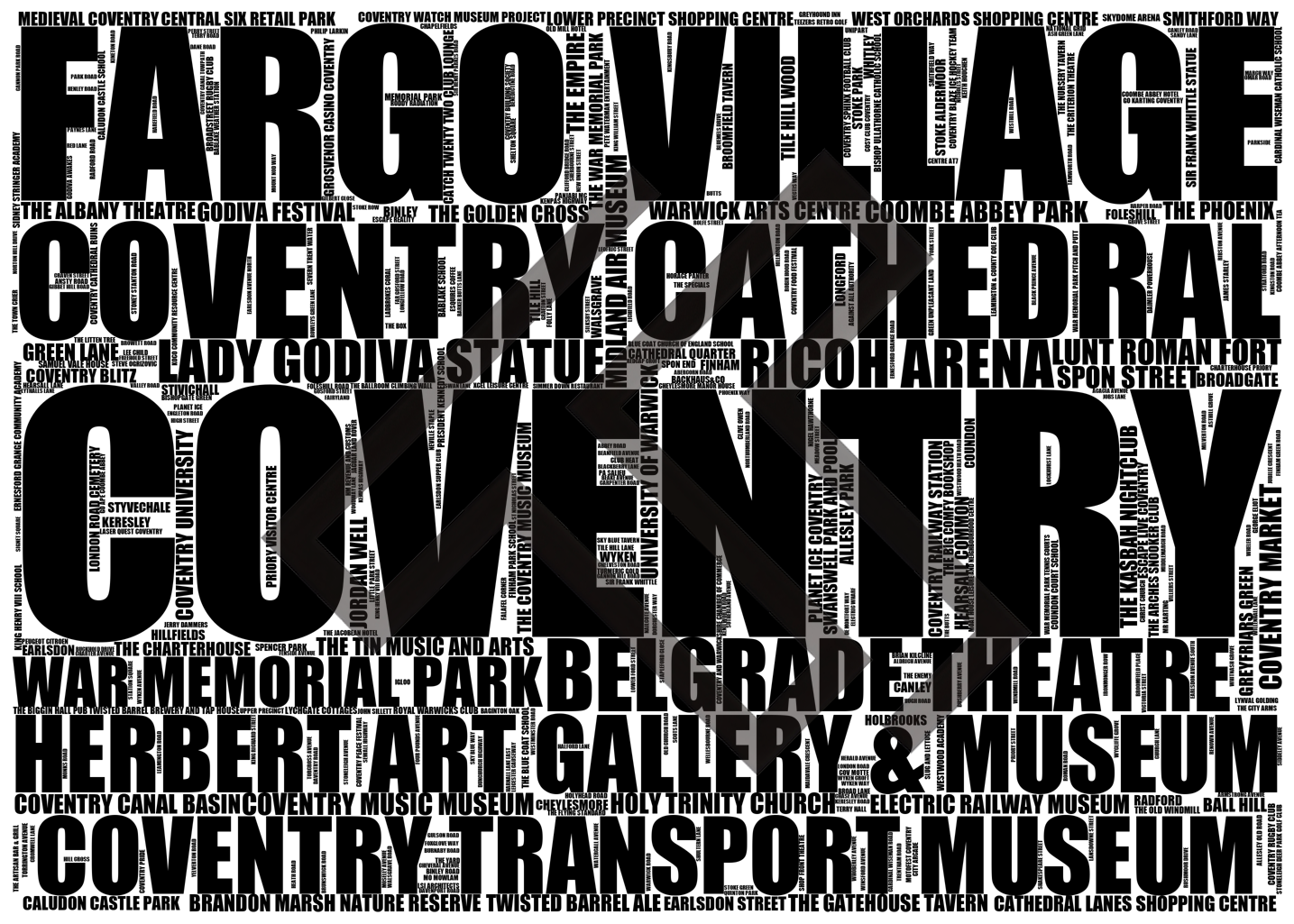 Coventry - Premium Typographic Word Cloud Prints, Posters & Gifts