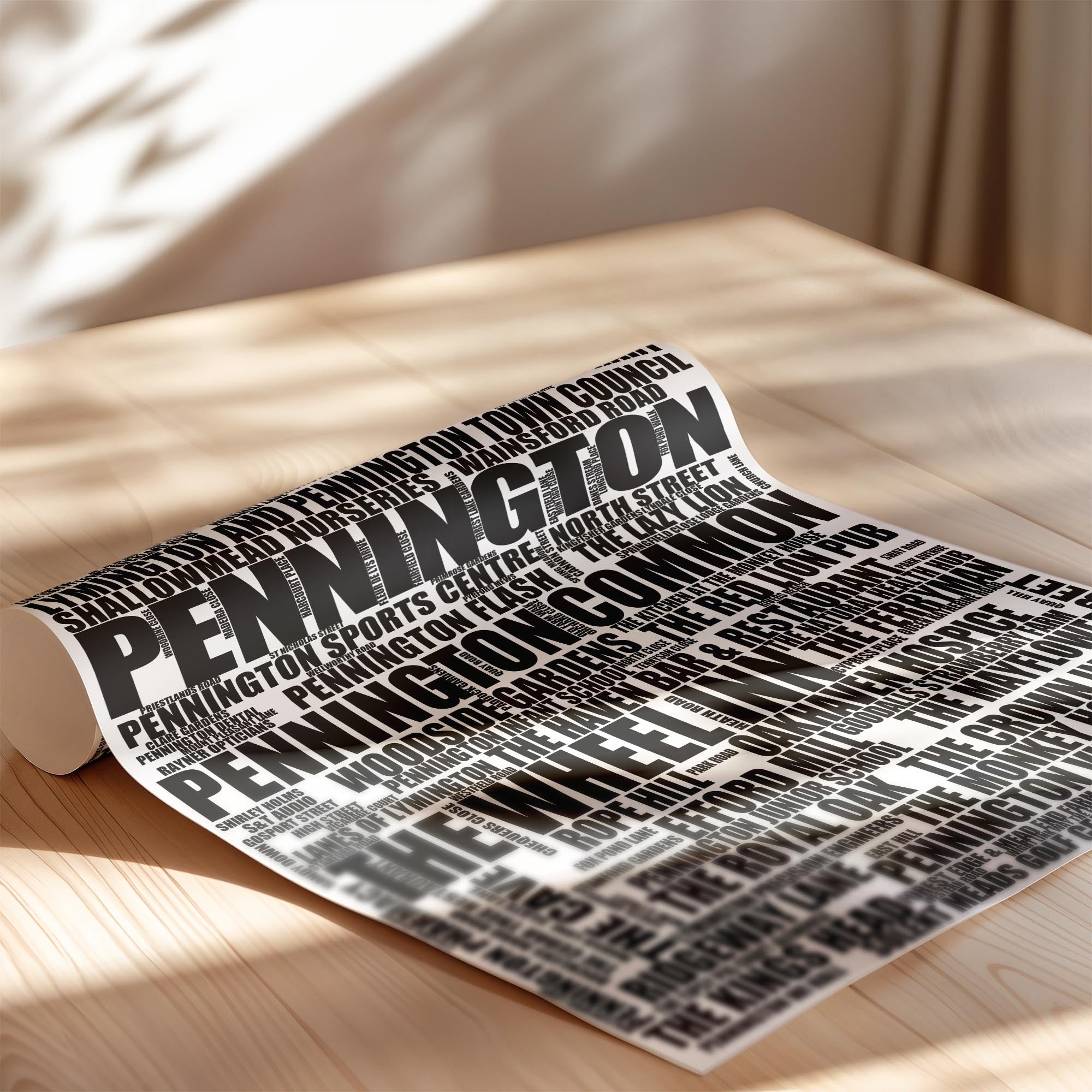 Pennington - Premium Typographic Word Cloud Prints, Posters & Gifts
