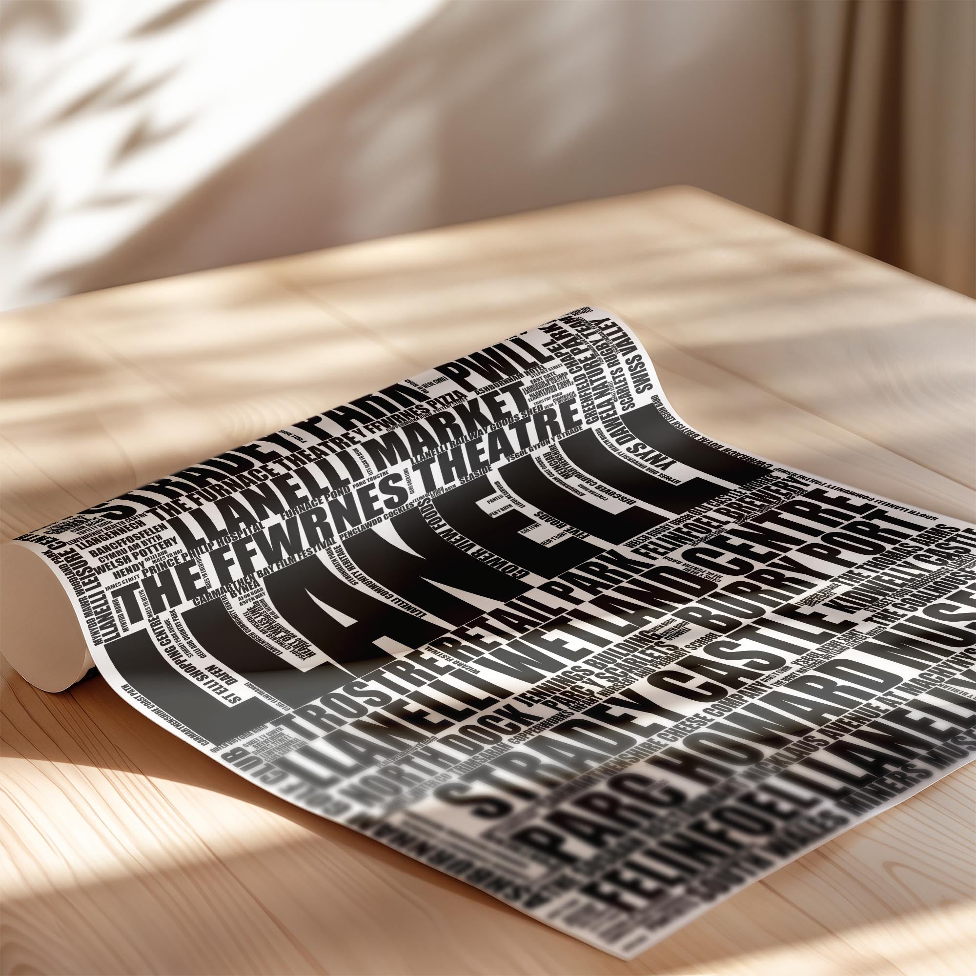 Llanelli - Premium Typographic Word Cloud Prints, Posters & Gifts