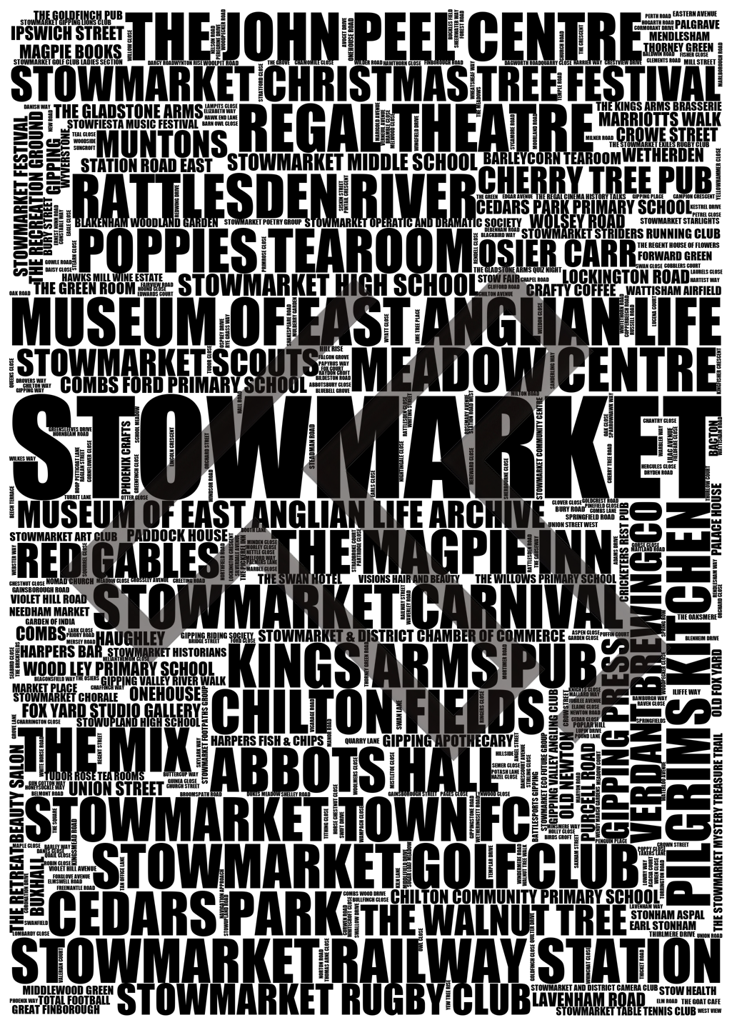 Stowmarket - Premium Typographic Word Cloud Prints, Posters & Gifts