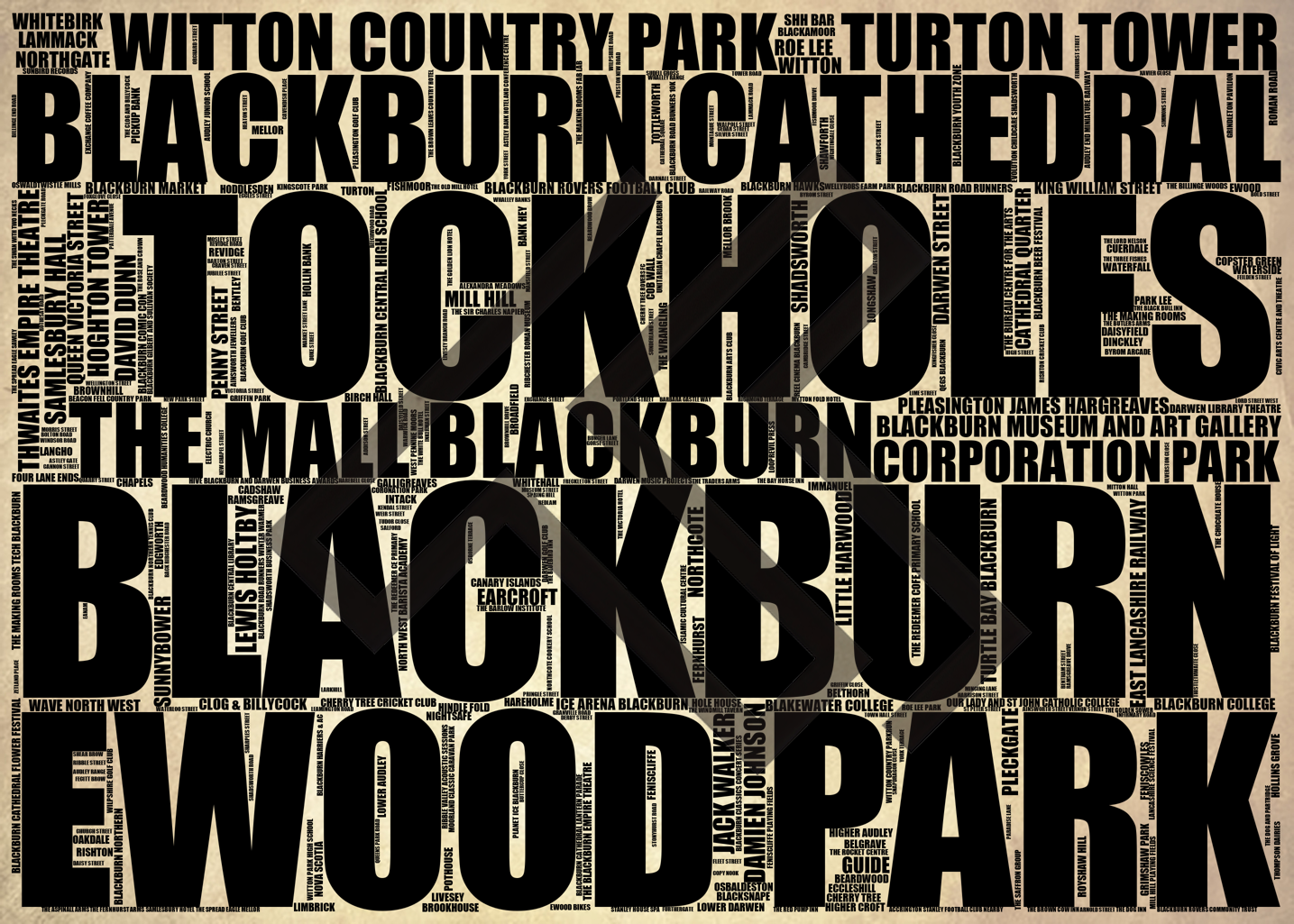 Blackburn - Premium Typographic Word Cloud Prints, Posters & Gifts