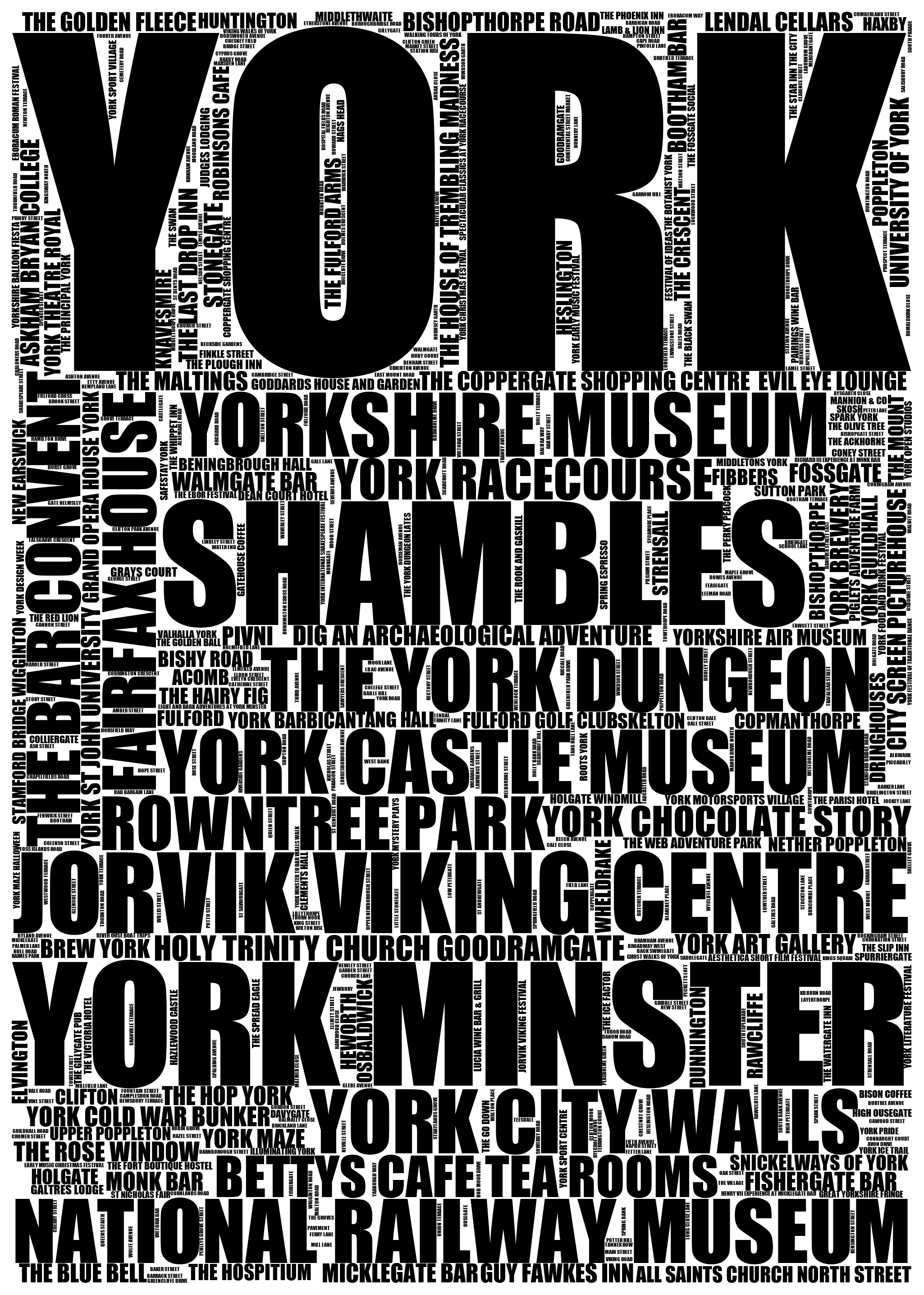 York - Premium Typographic Word Cloud Prints, Posters & Gifts