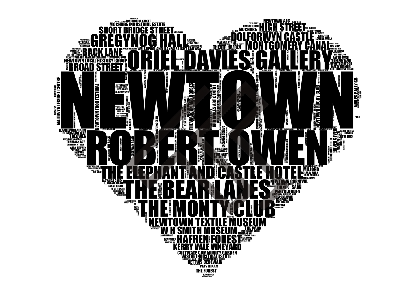 Newtown - Premium Typographic Word Cloud Prints, Posters & Gifts