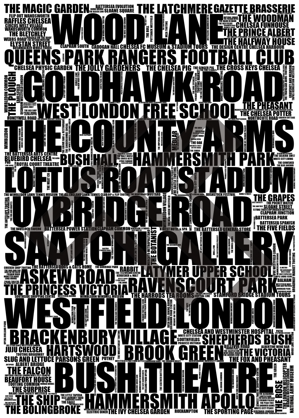 Shepherds Bush - Premium Typographic Word Cloud Prints, Posters & Gifts