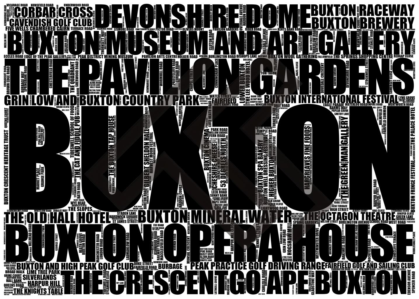 Buxton - Premium Typographic Word Cloud Prints, Posters & Gifts