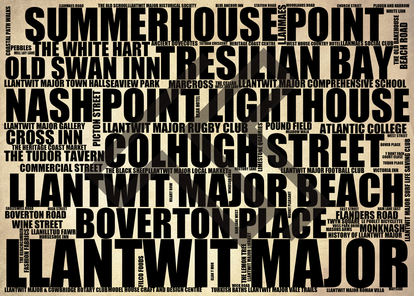 Llantwit Major - Premium Typographic Word Cloud Prints, Posters & Gifts