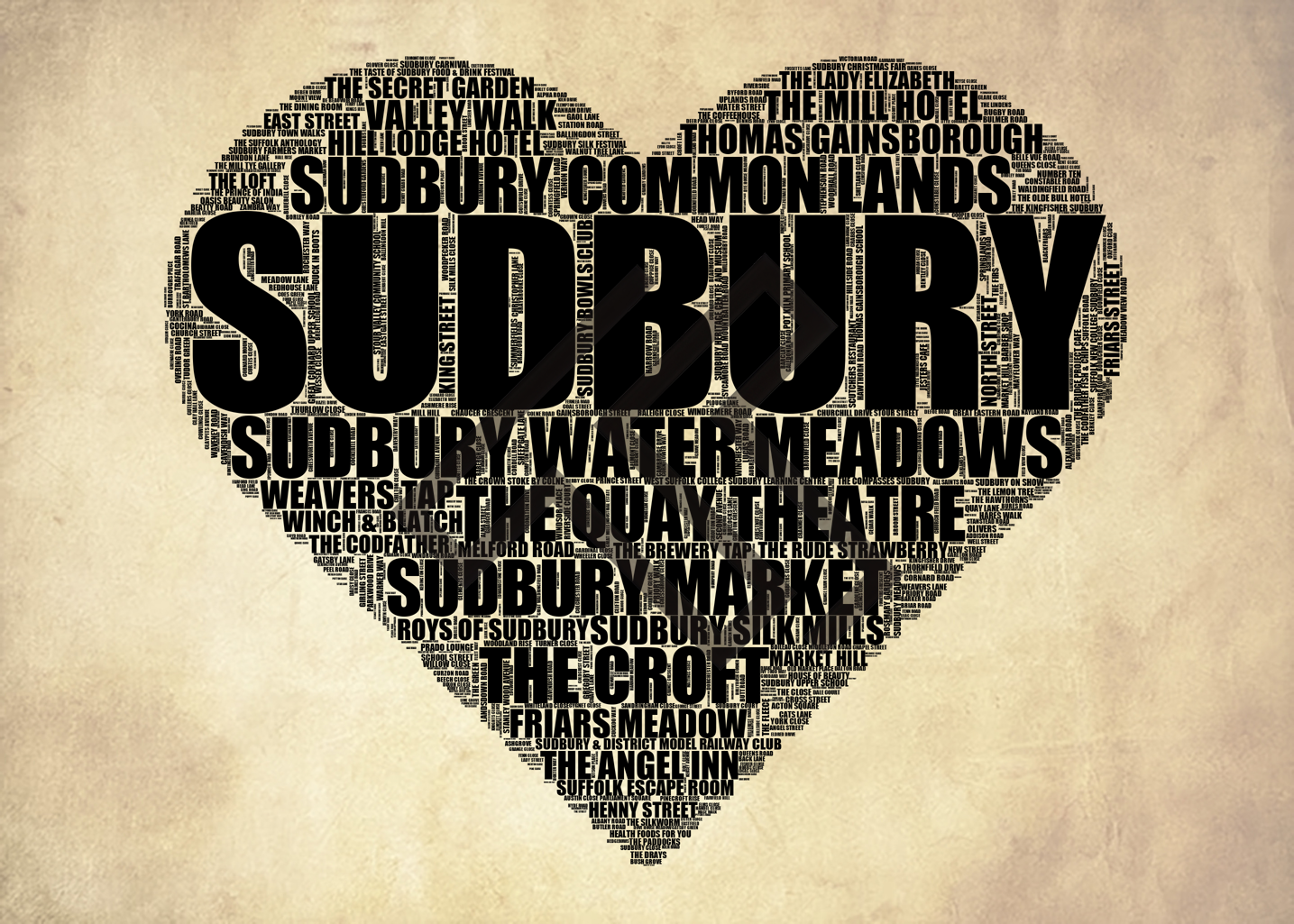 Sudbury - Premium Typographic Word Cloud Prints, Posters & Gifts