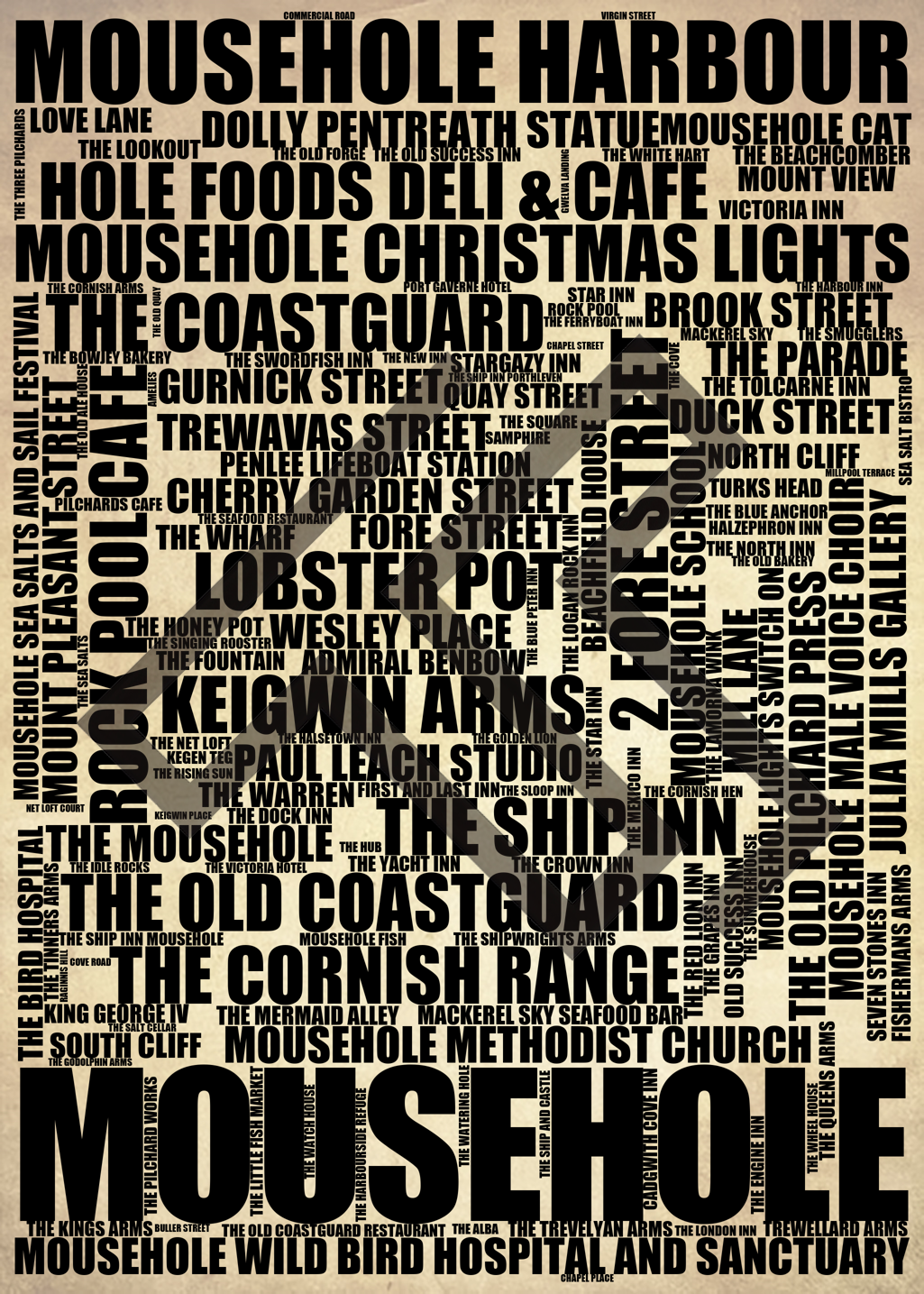 Mousehole - Premium Typographic Word Cloud Prints, Posters & Gifts