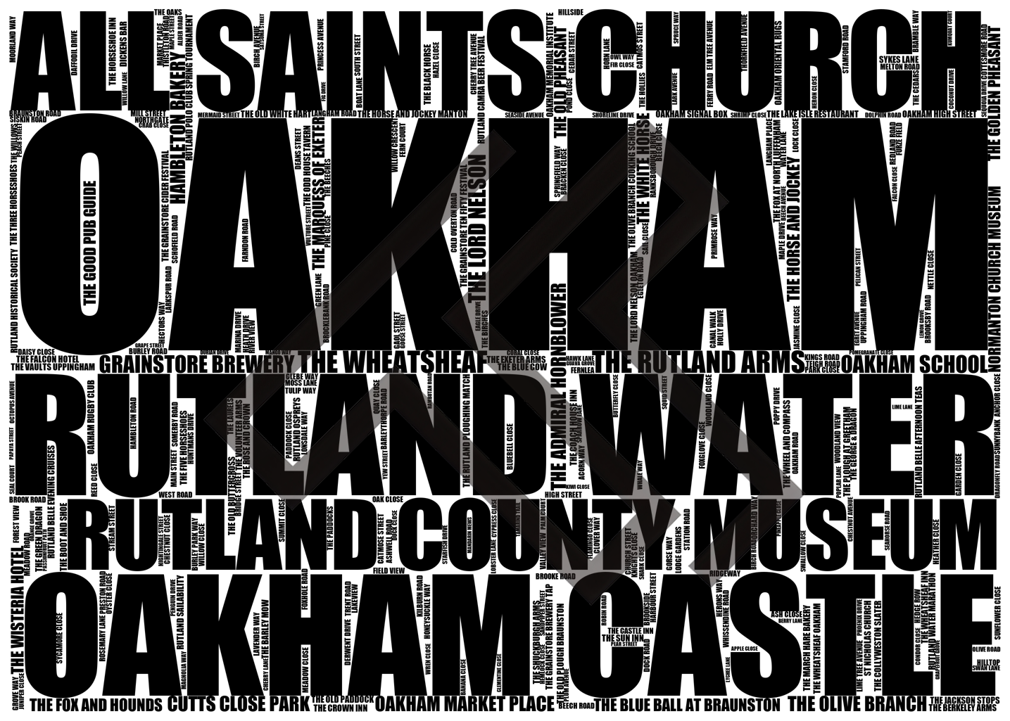 Oakham - Premium Typographic Word Cloud Prints, Posters & Gifts